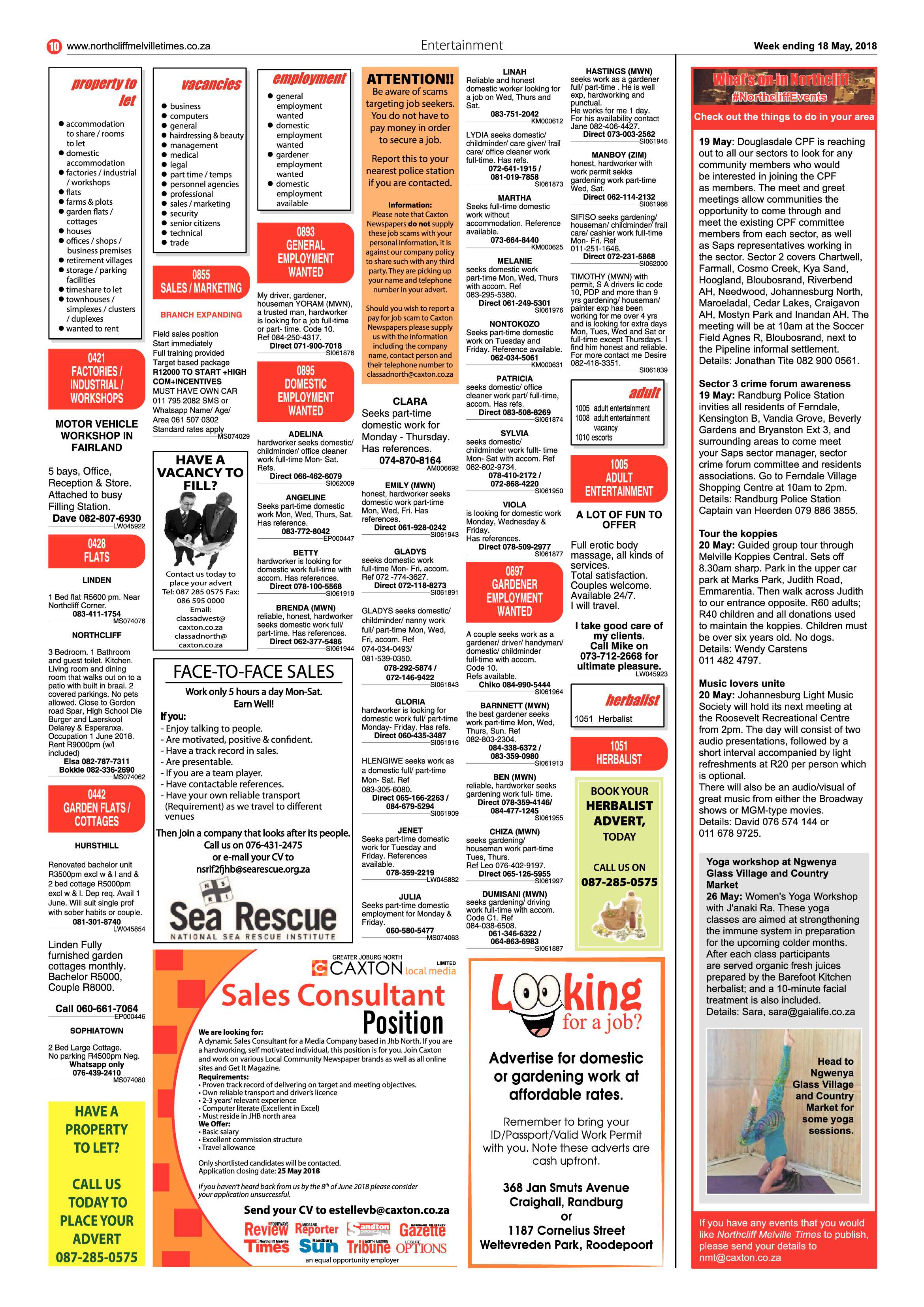 Northcliff Melville Times 18 May 2018 page 10