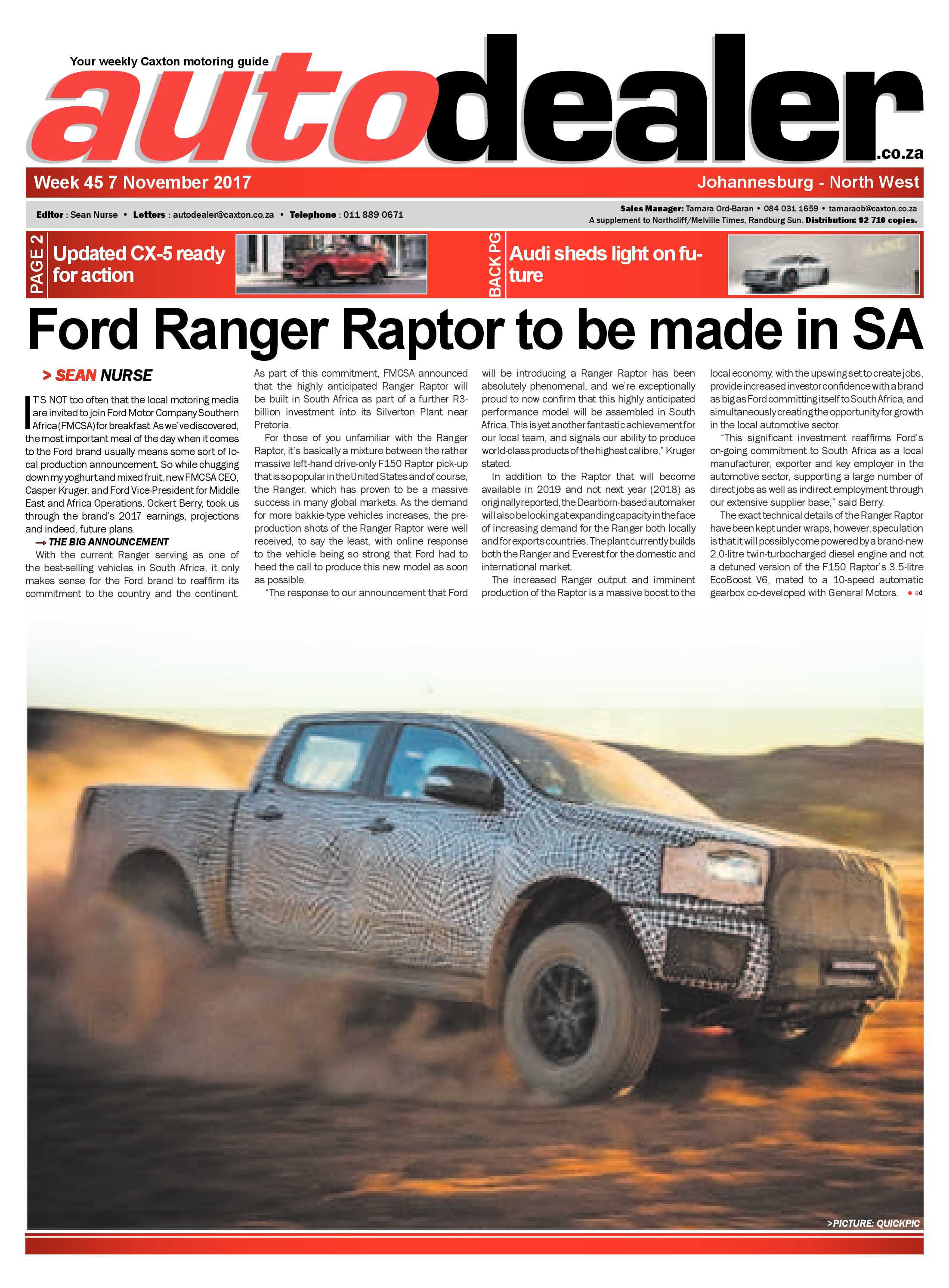 Auto Dealer North West 7 November page 1