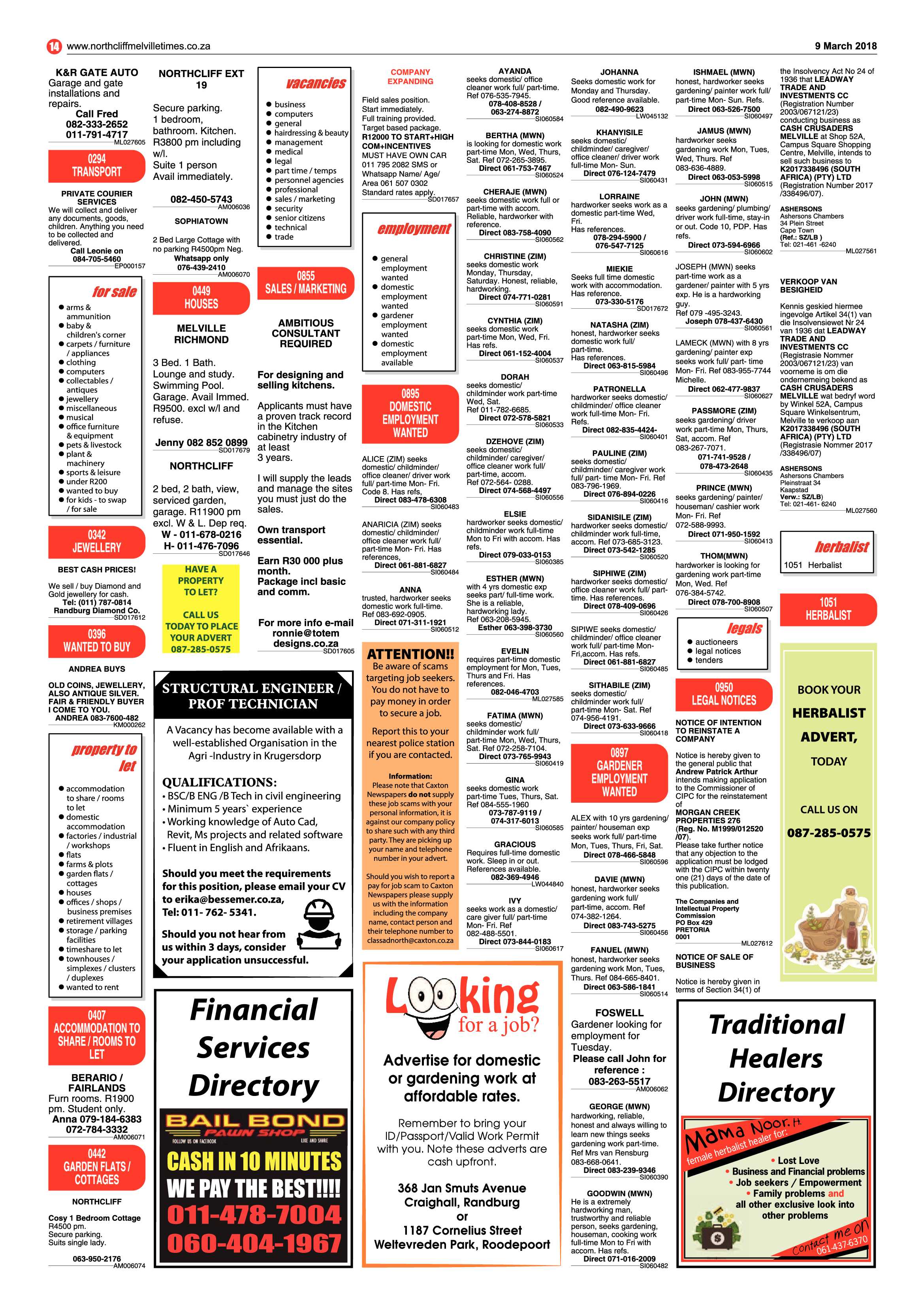 Northcliff Melville Times 9 March, 2018 page 14
