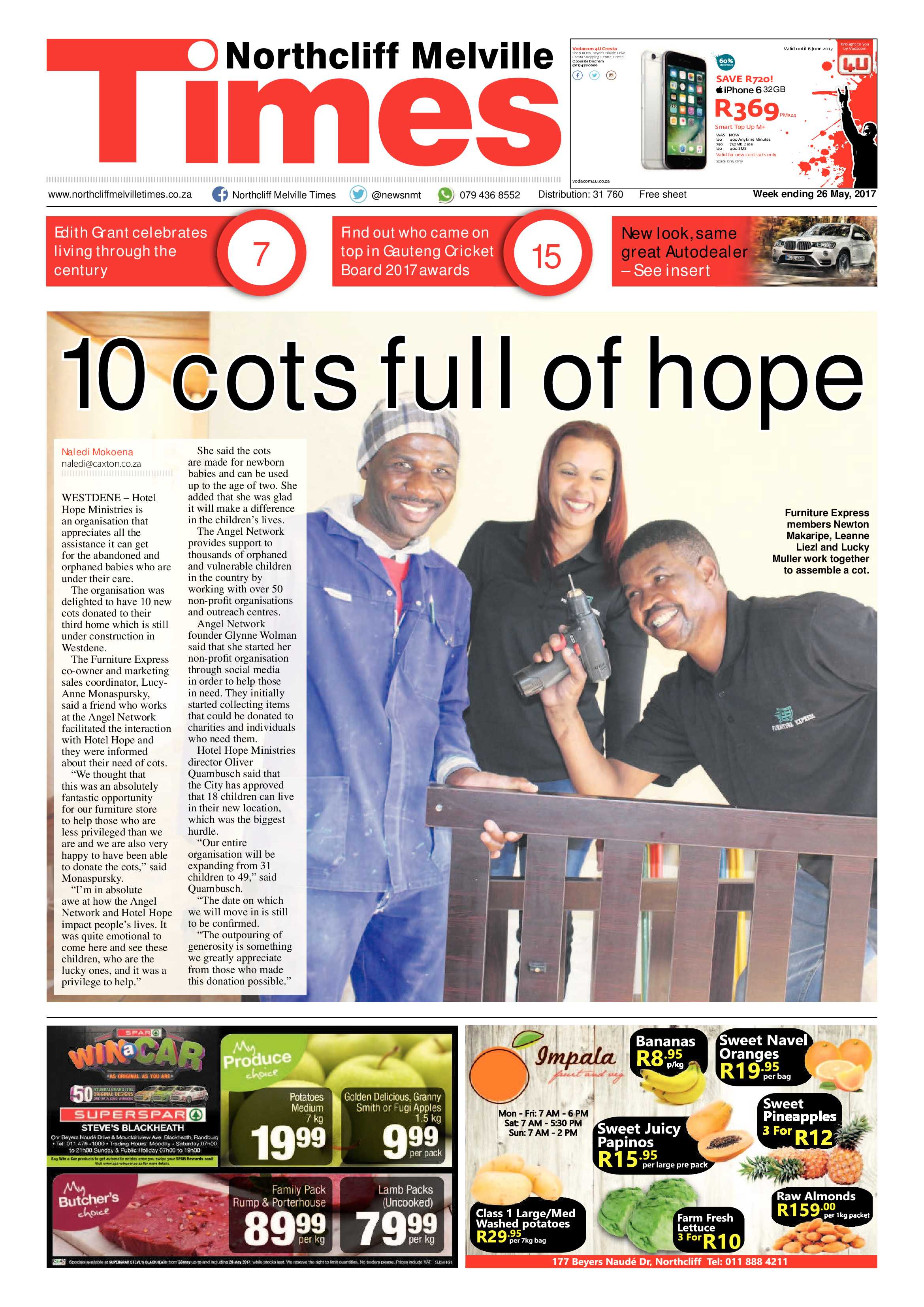 Northcliff Melville Times 28 May 2017 page 1