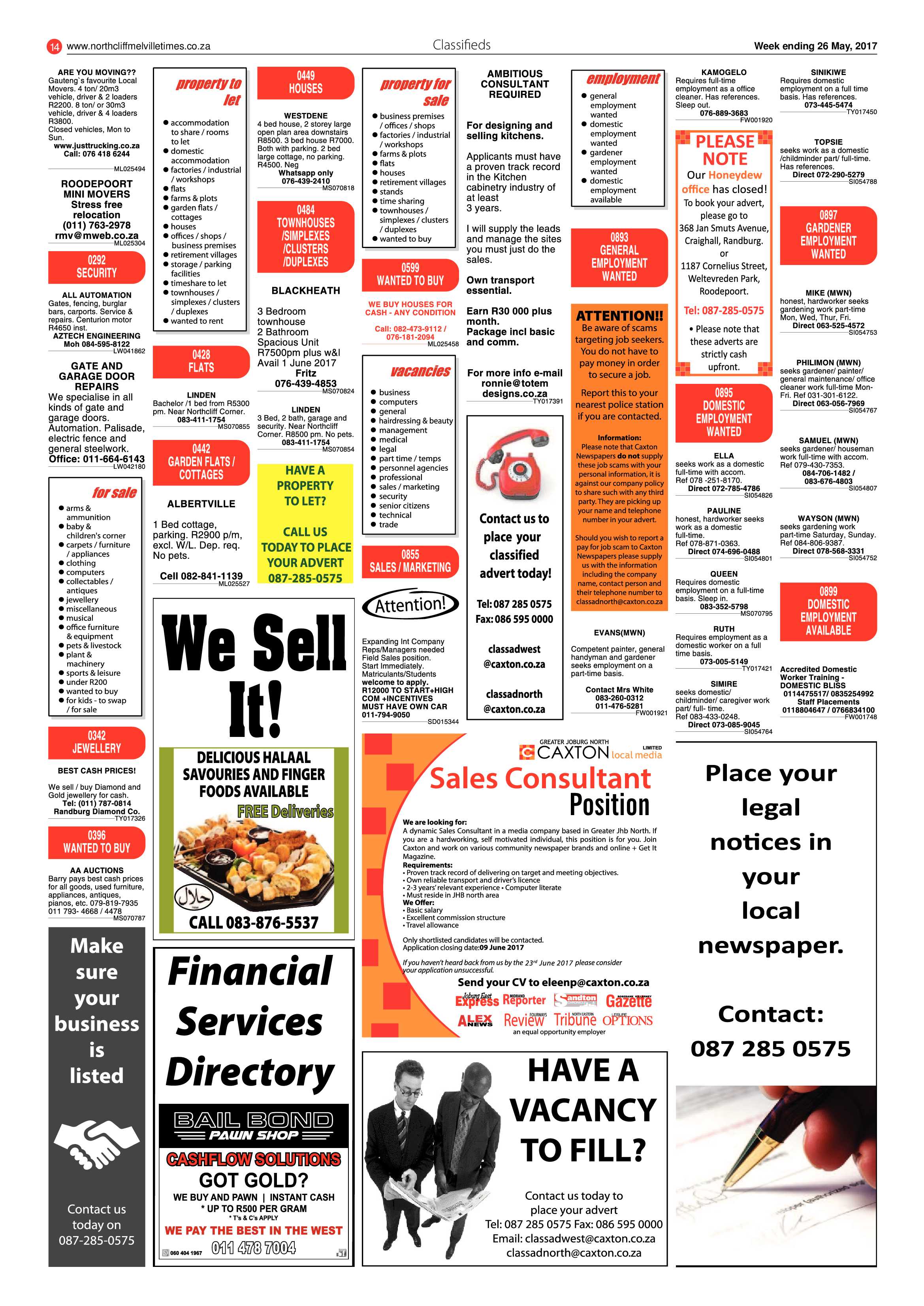 Northcliff Melville Times 28 May 2017 page 14