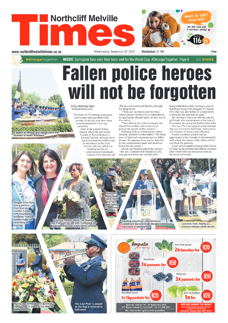 Northcliff Melville Times 22 September 2023 page 1