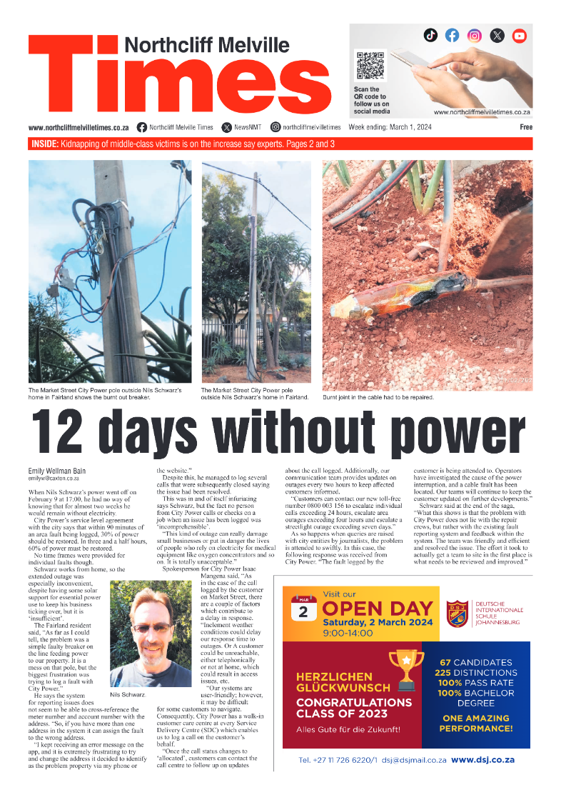 Northcliff Melville Times 01 March 2024 page 1