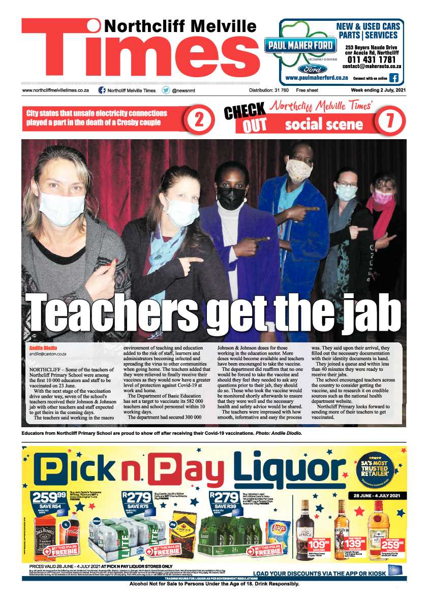 Northcliff Melville Times 02 July 2021 page 1