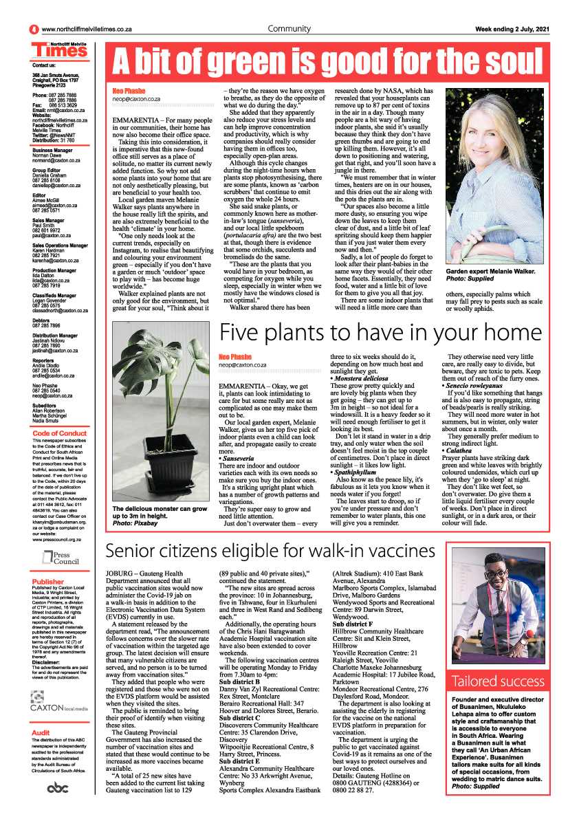 Northcliff Melville Times 02 July 2021 page 4