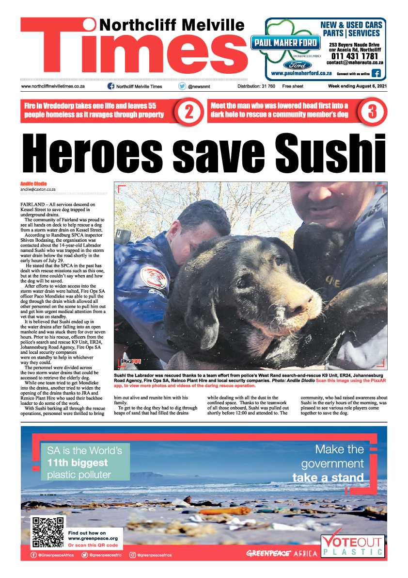 Northcliff Melville Times 06 August 2021 page 1