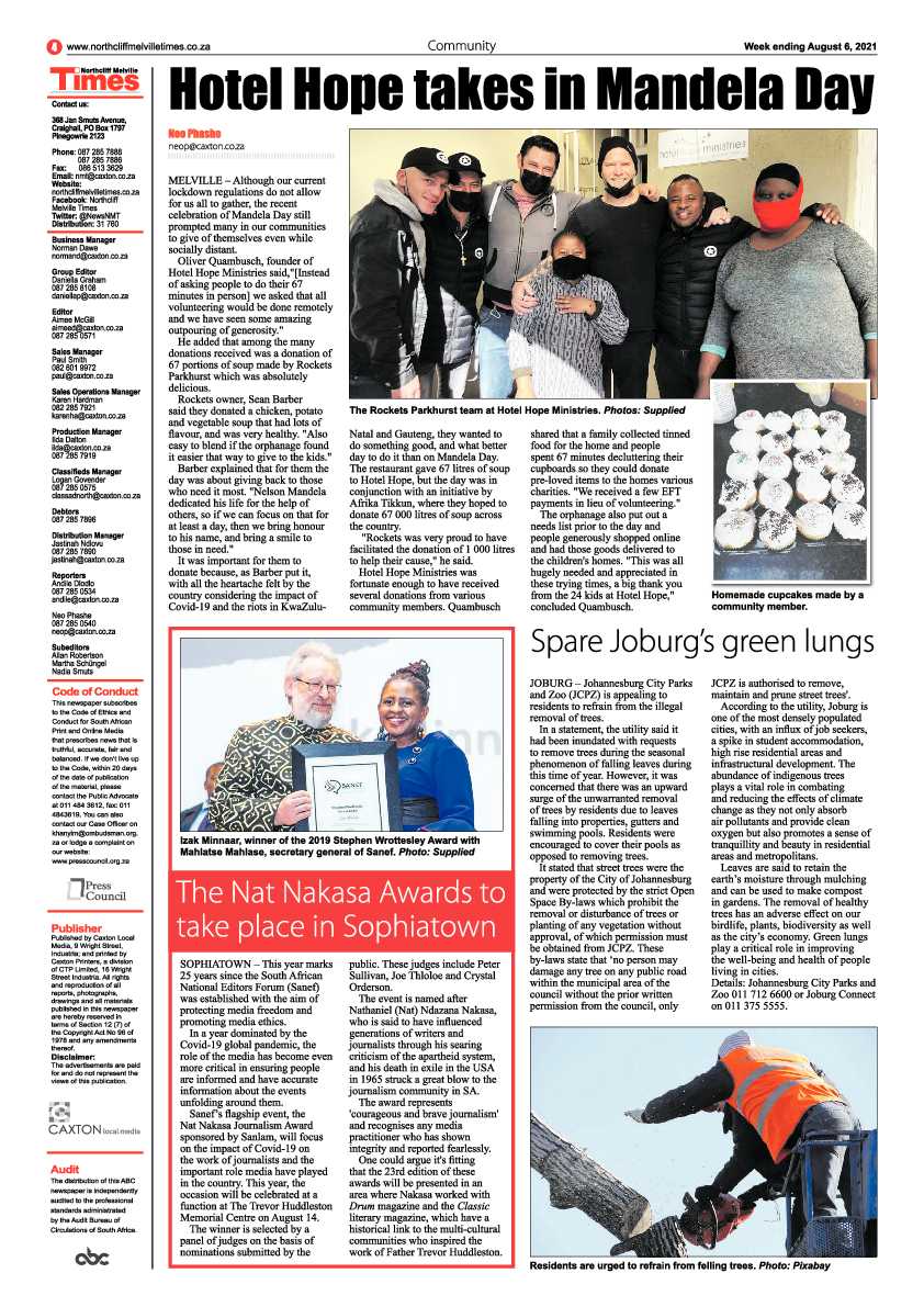 Northcliff Melville Times 06 August 2021 page 4
