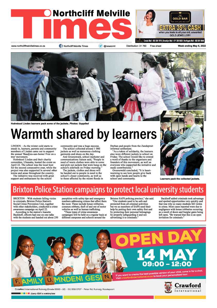 Northcliff Melville Times 06 May 2022 page 1