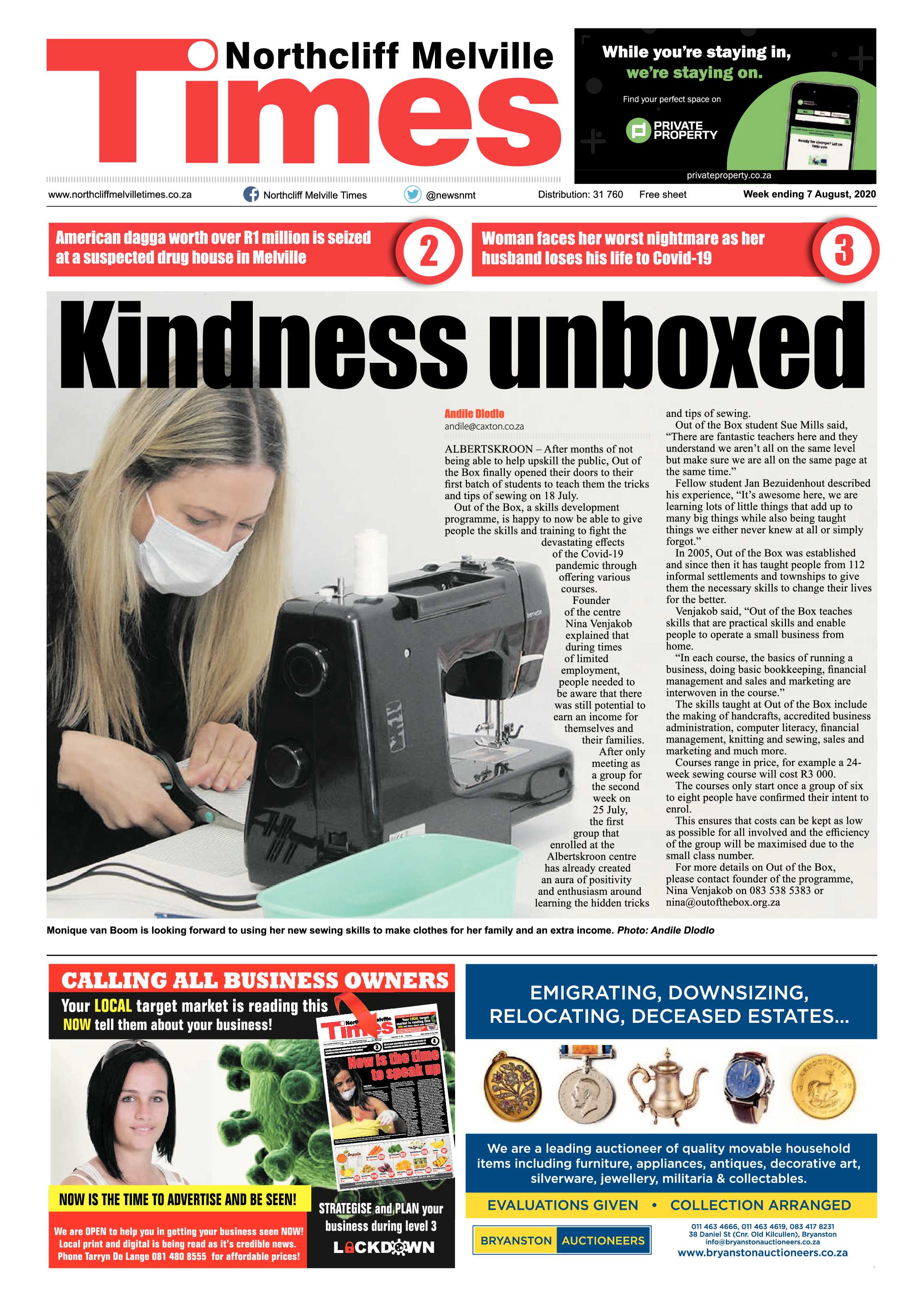 Northcliff Melville Times 07 August 2020 page 1