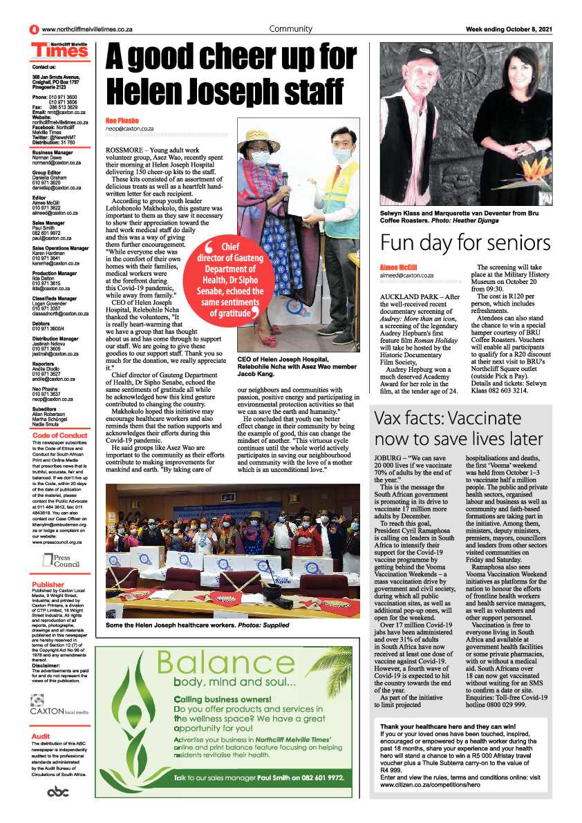 Northcliff Melville Times 08 October 2021 page 4