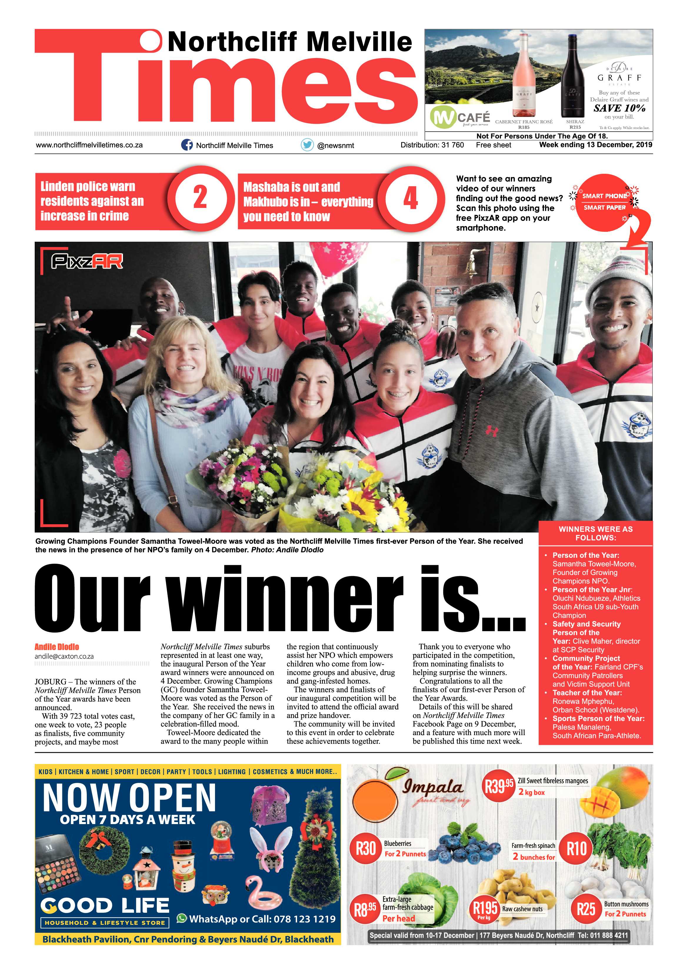 Northcliff Melville Times 09 December 2019 page 1