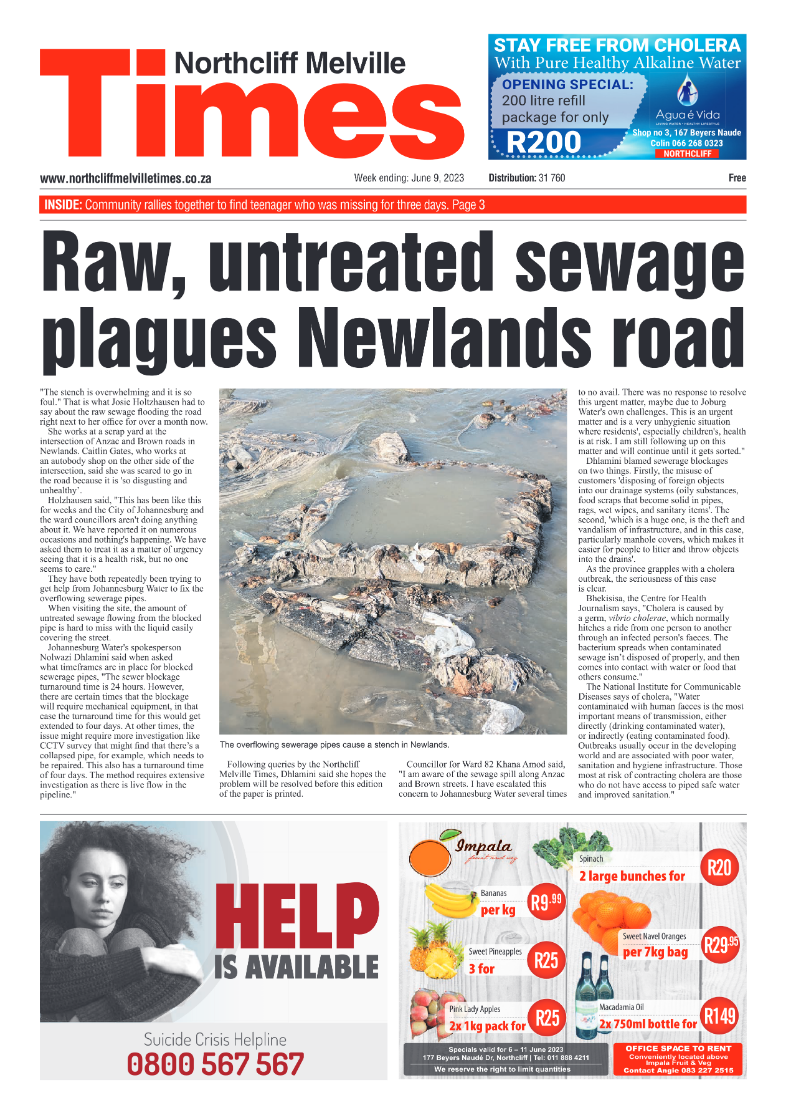 Northcliff Melville Times 09 June 2023 page 1