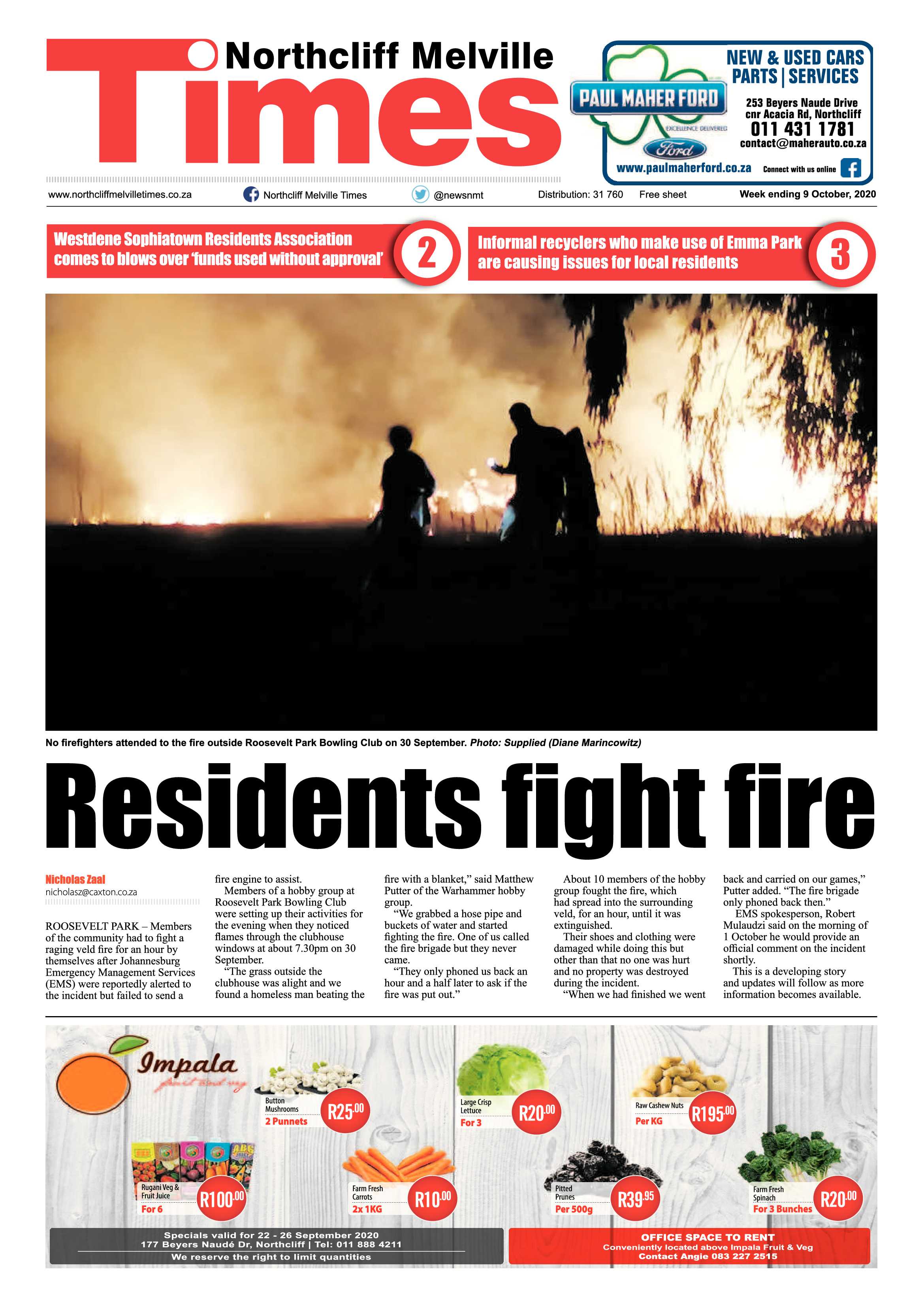 Northcliff Melville Times 09 October 2020 page 1
