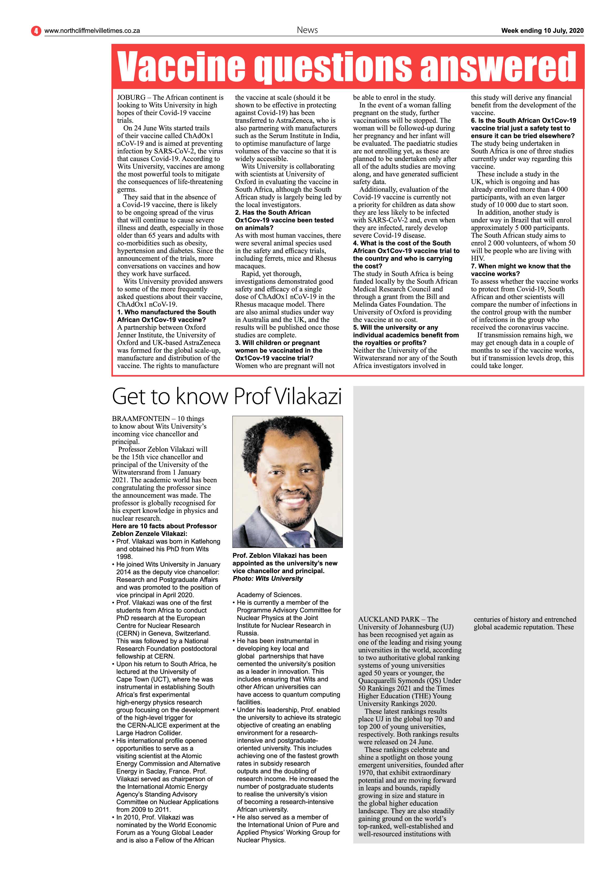 Northcliff Melville  Times 10 July 2020 page 4