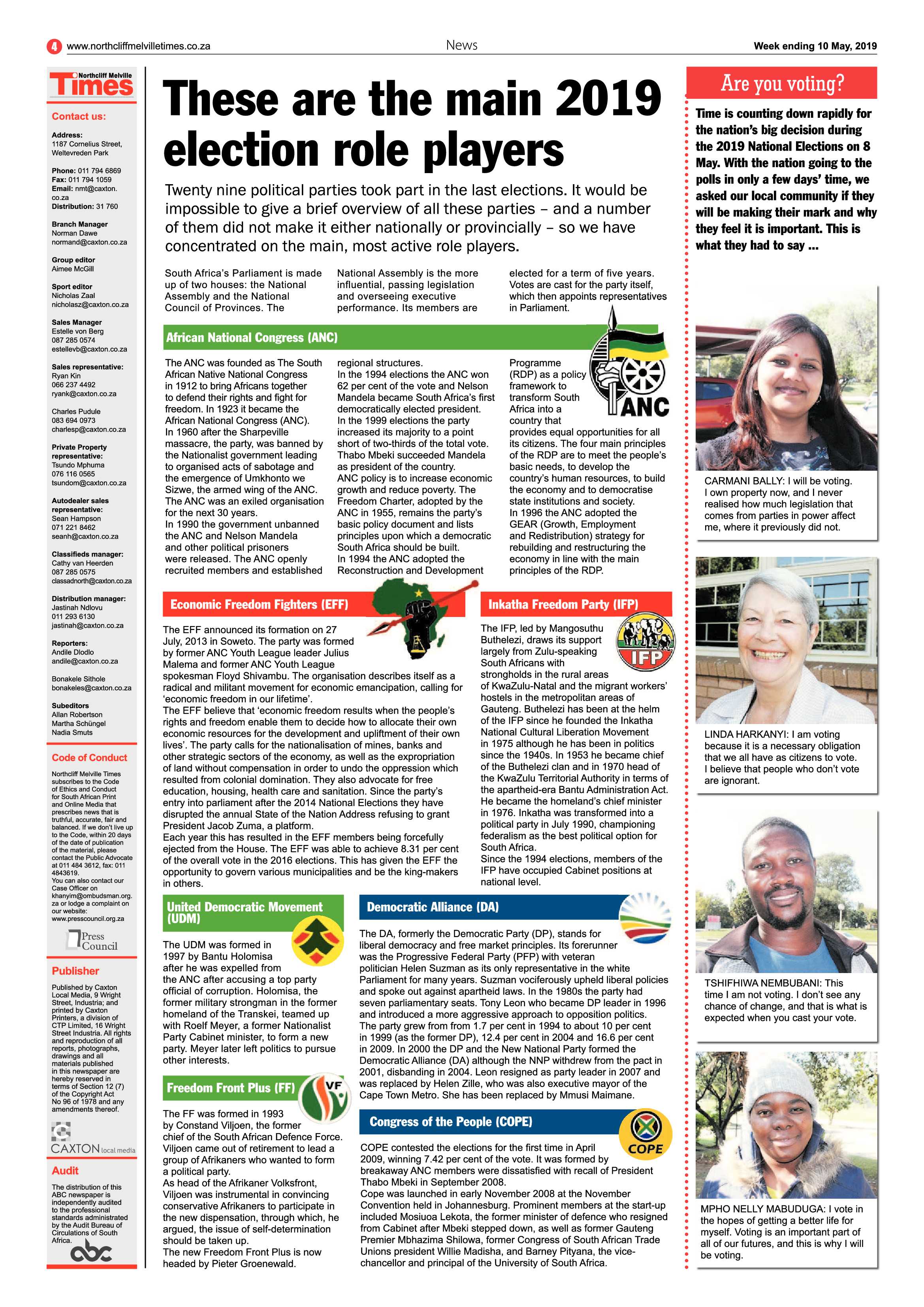 Northcliff Melville Times 10 May, 2019 page 4