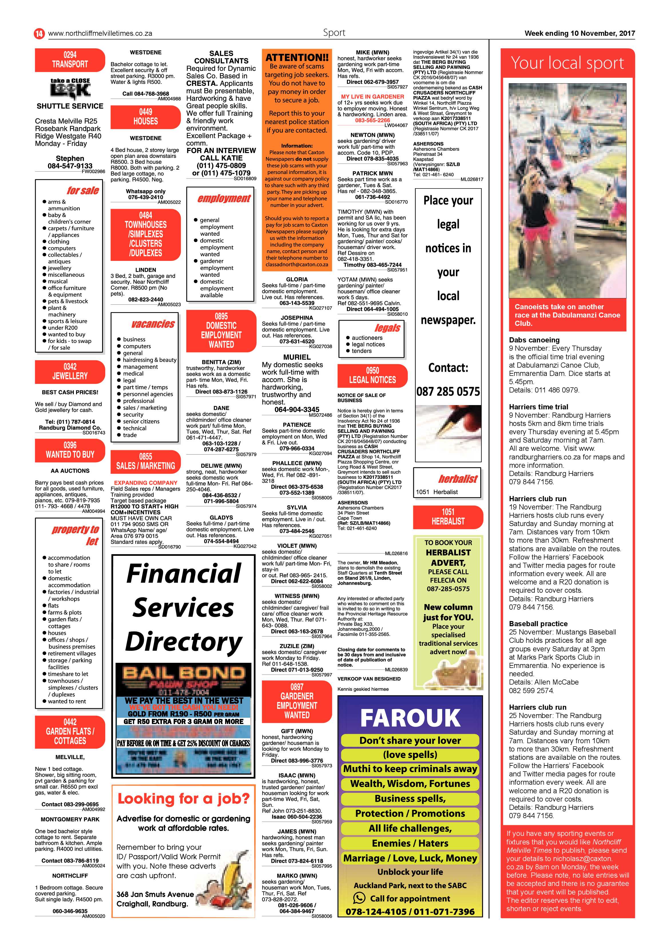 Northcliff Melville Times 10 November 2017 page 14