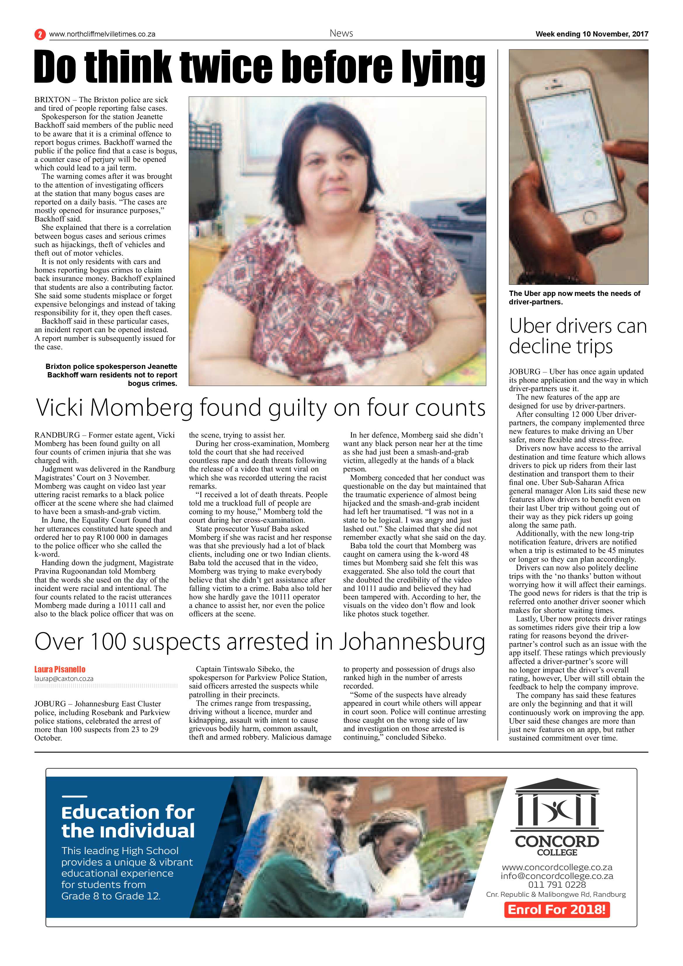 Northcliff Melville Times 10 November 2017 page 2