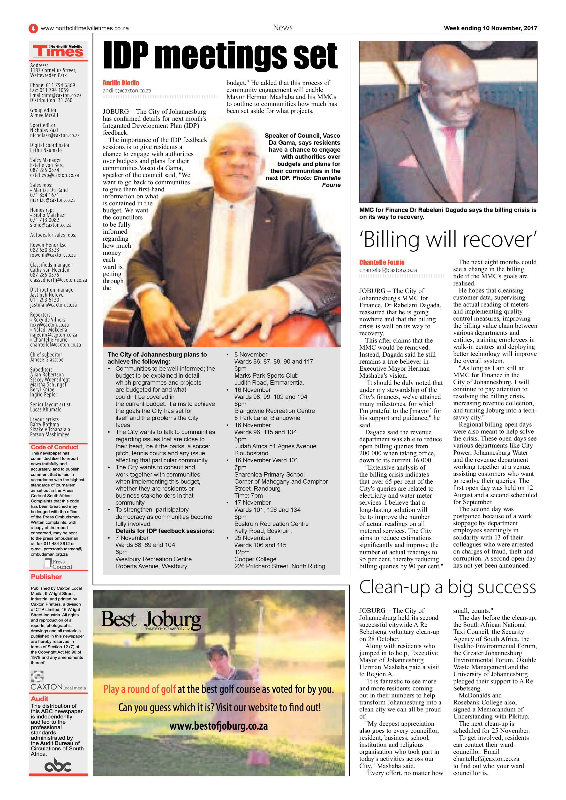 Northcliff Melville Times 10 November 2017 page 4