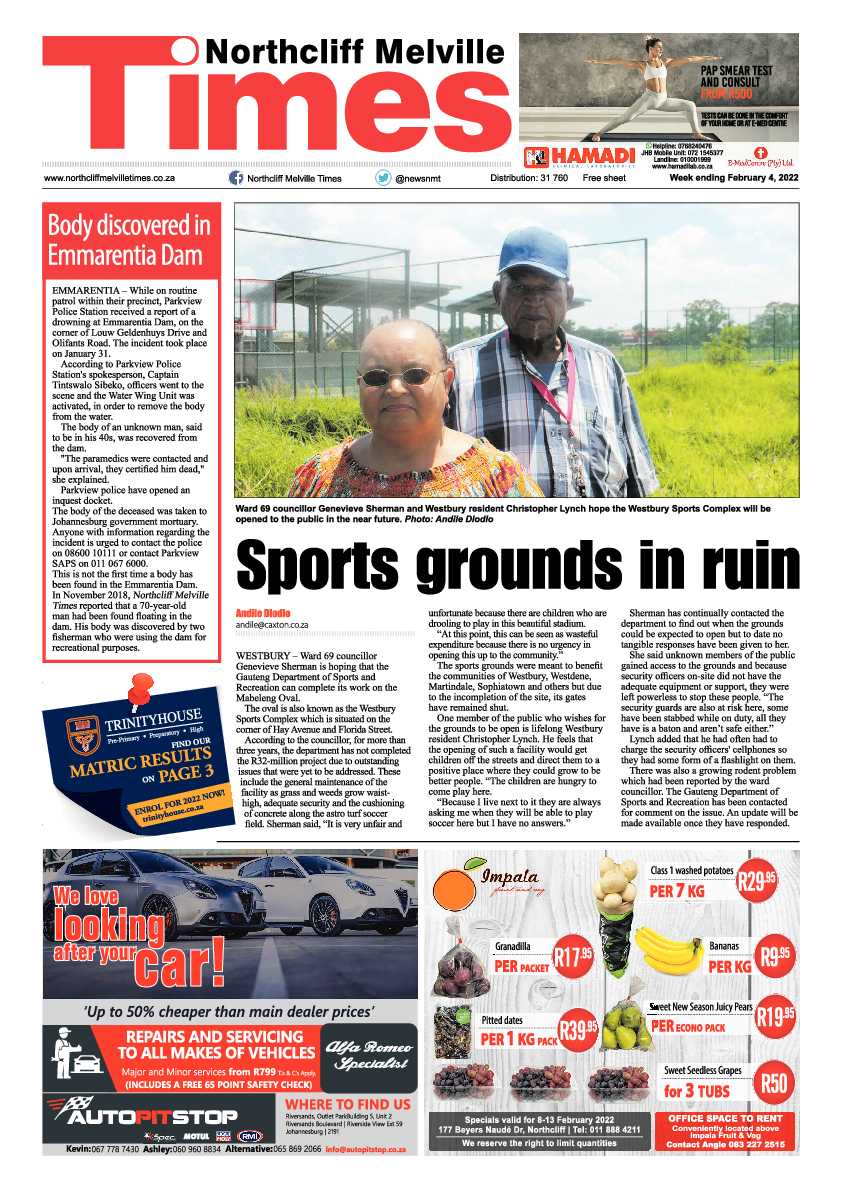 Northcliff Melville Times 11 February 2022 page 1