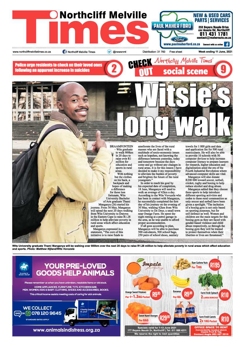 Northcliff Melville Times 11 June 2021 page 1