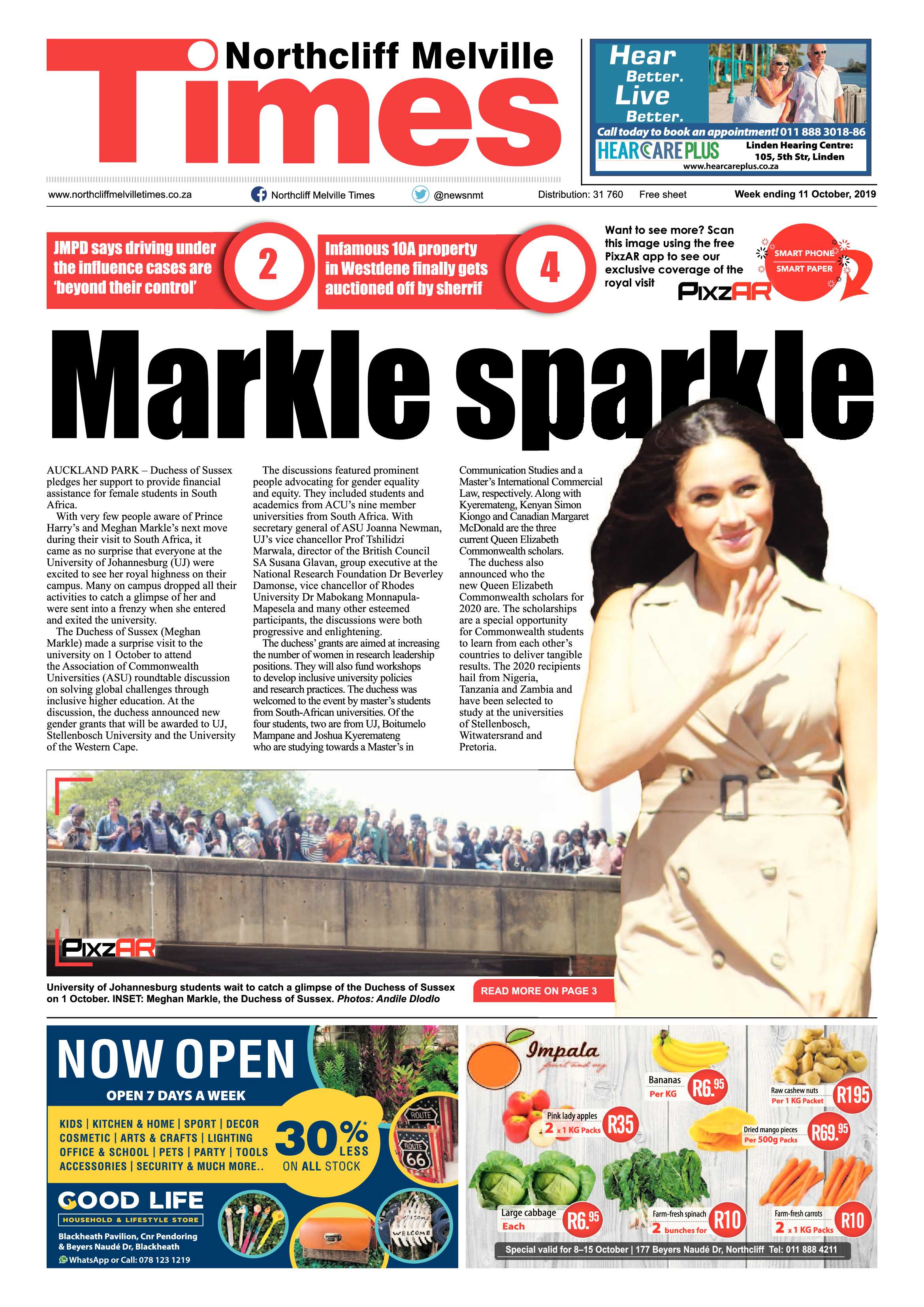 Northcliff Melville Times 11 October, 2019 page 1