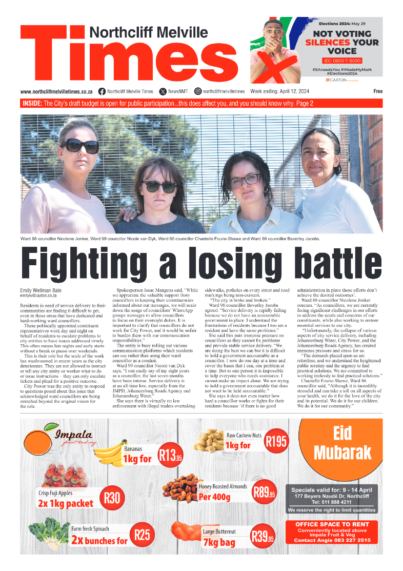 Northcliff Melville Times 12 April 2024 page 1