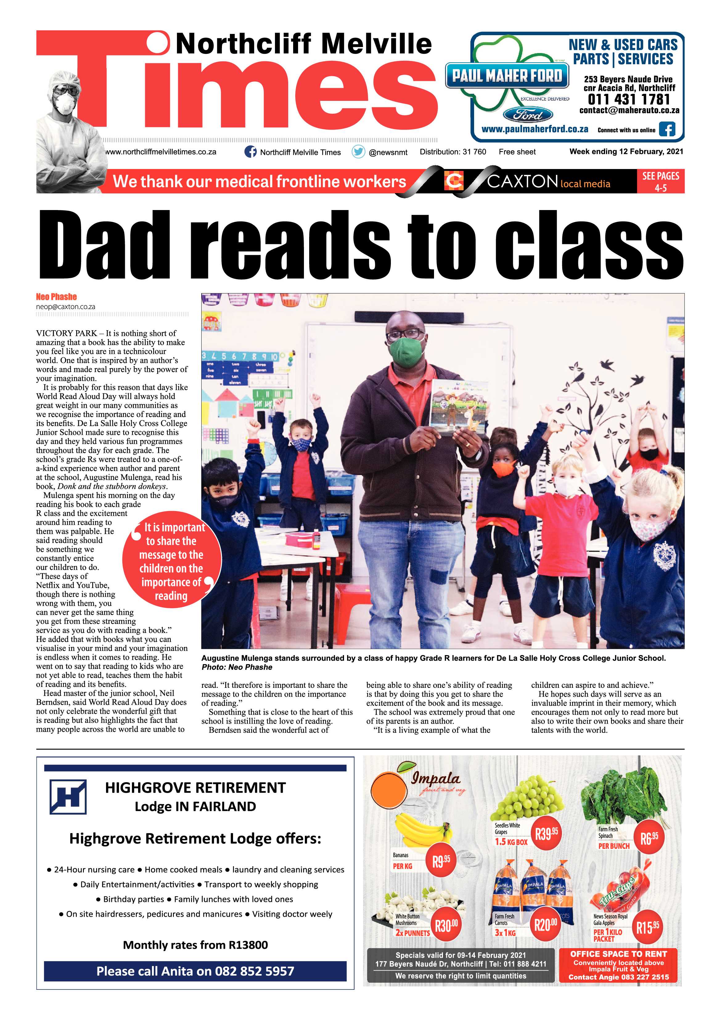 Northcliff Melville Times 12 February 2021 page 1