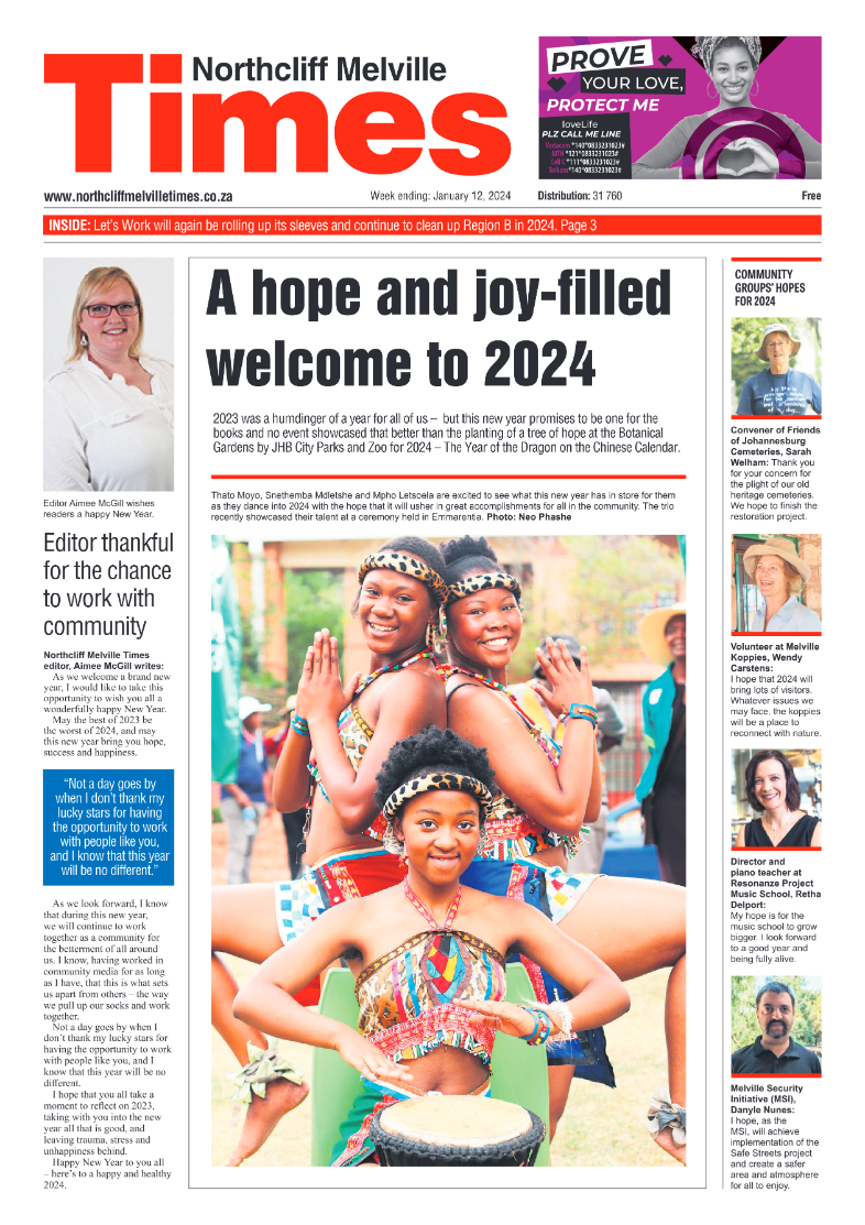 Northcliff Melville Times 12 January 2024 page 1