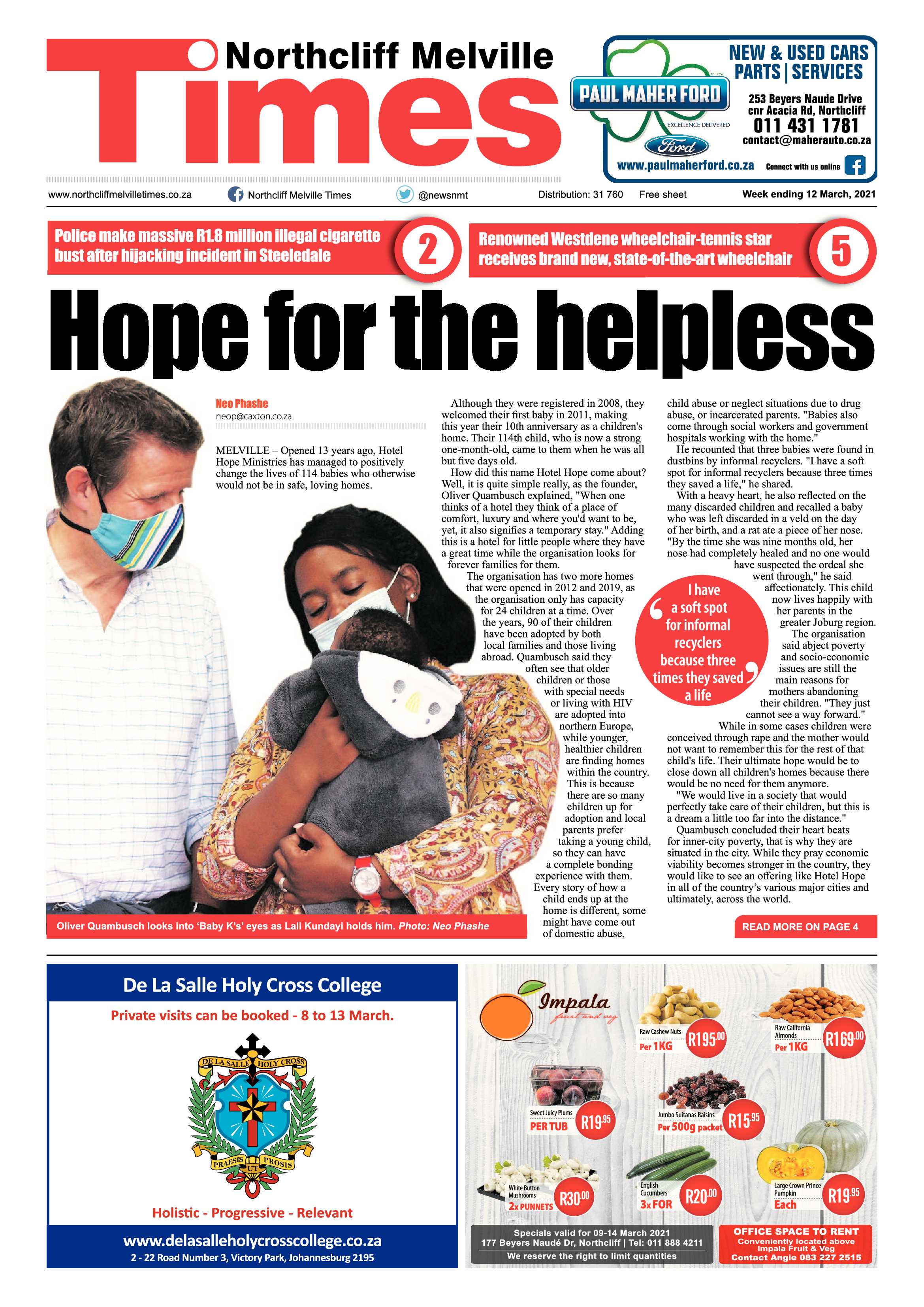 Northcliff Melville Times 12 March 2021 page 1