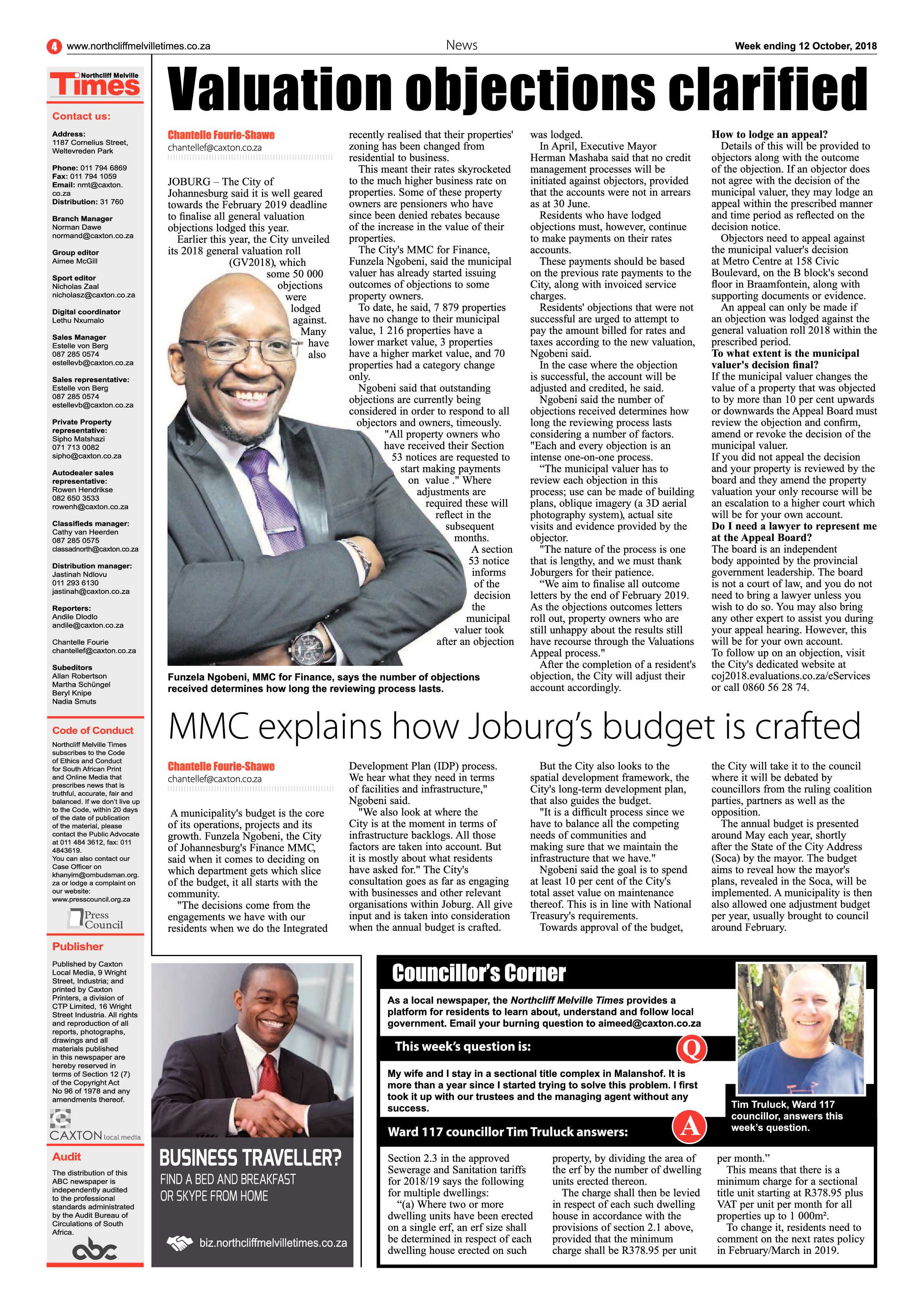 Northcliff Melville Times 12 October 2018 page 4