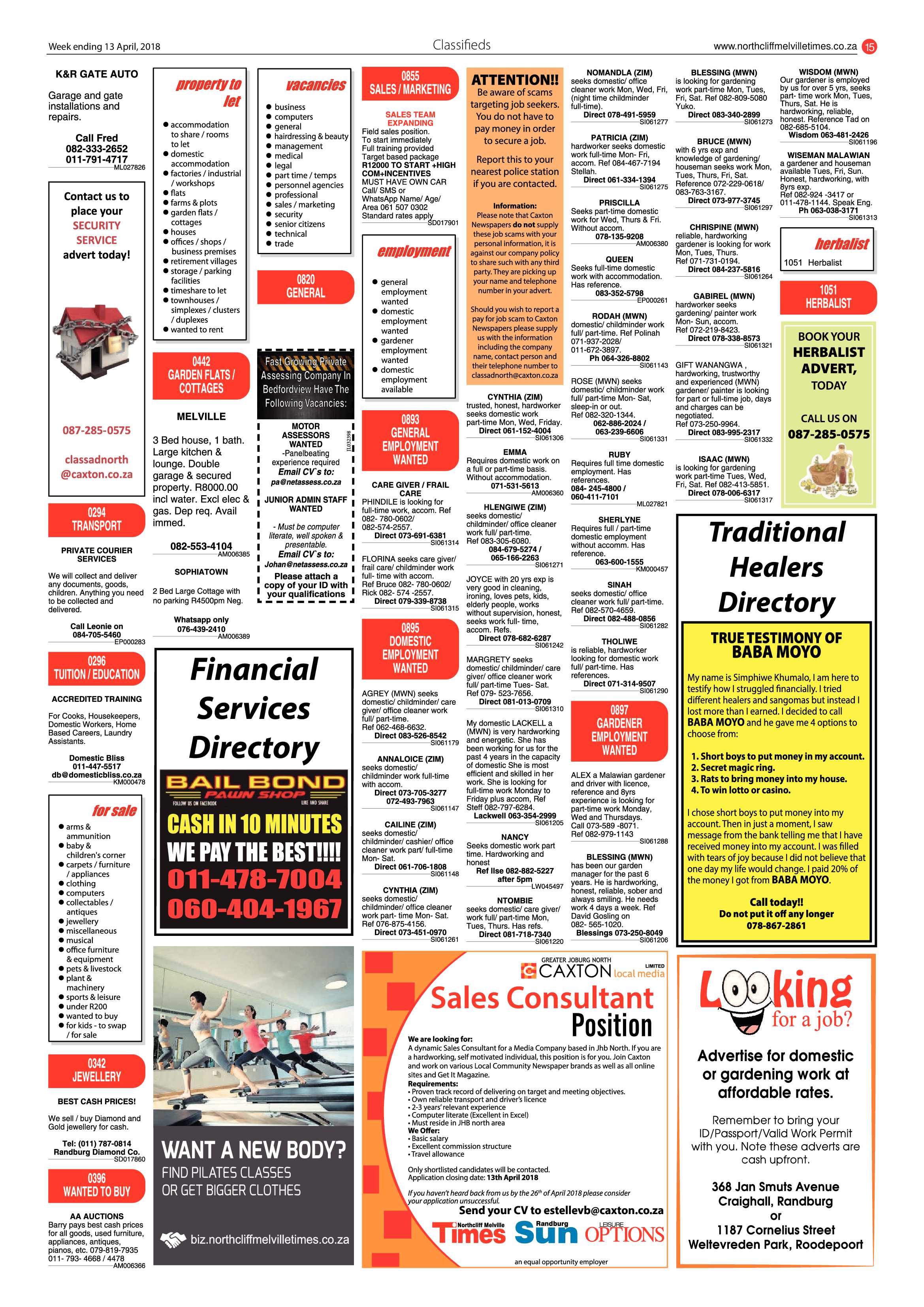 Northcliff Melville Times 13 April 2018 page 15