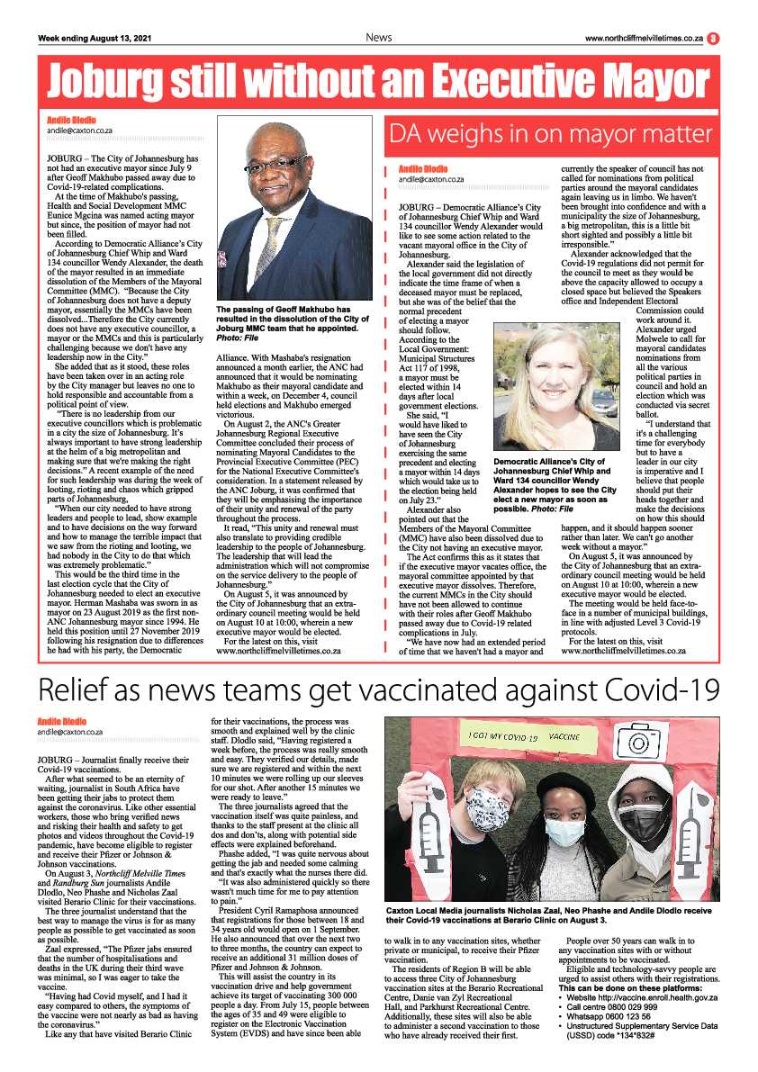 Northcliff Melville Times 13 August 2021 page 3