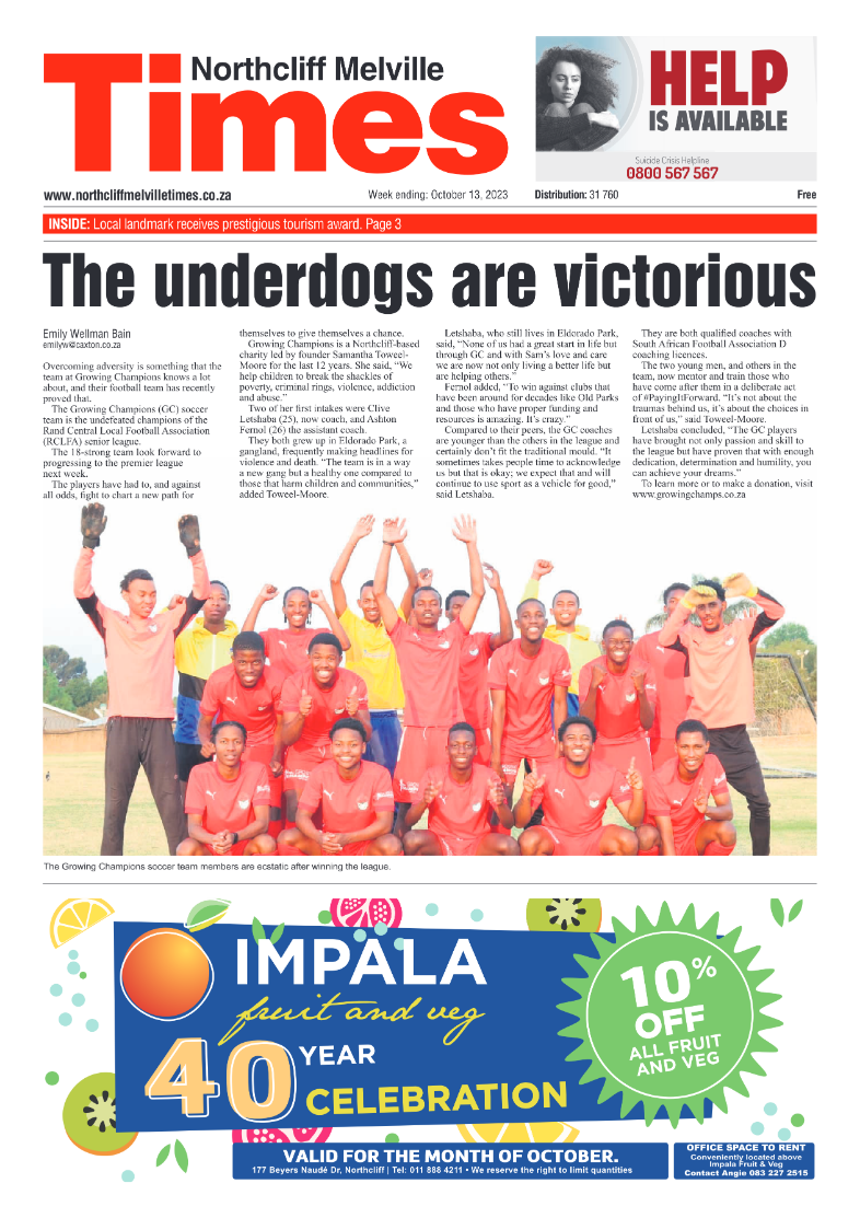 Northcliff Melville Times 13 October 2023 page 1