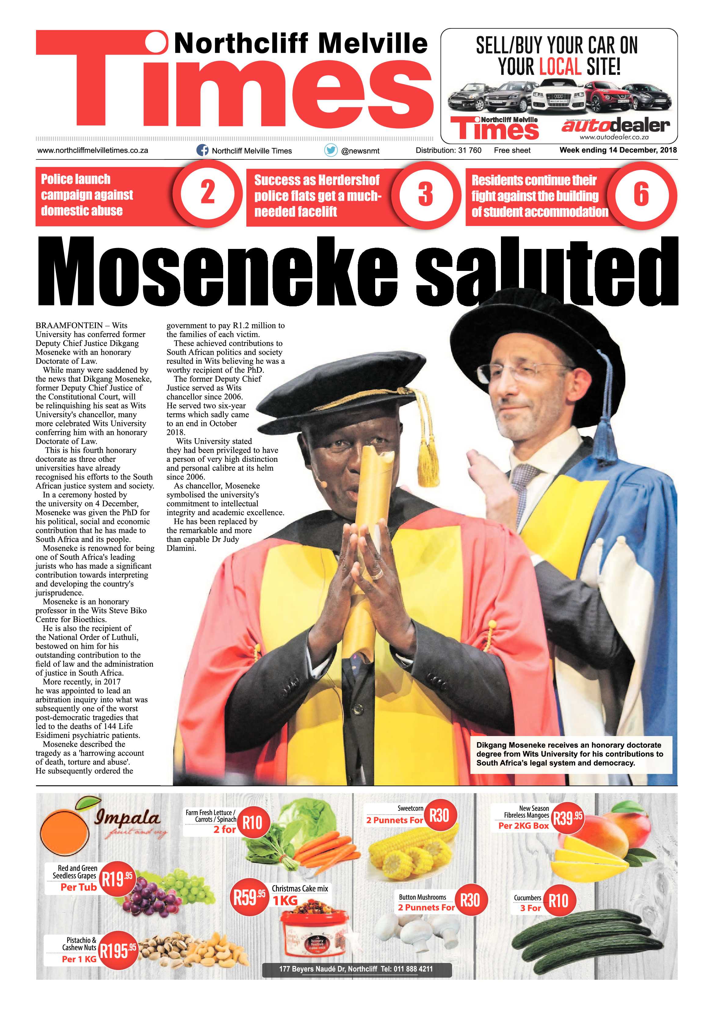Northcliff Melville Times 14 December 2018 page 1