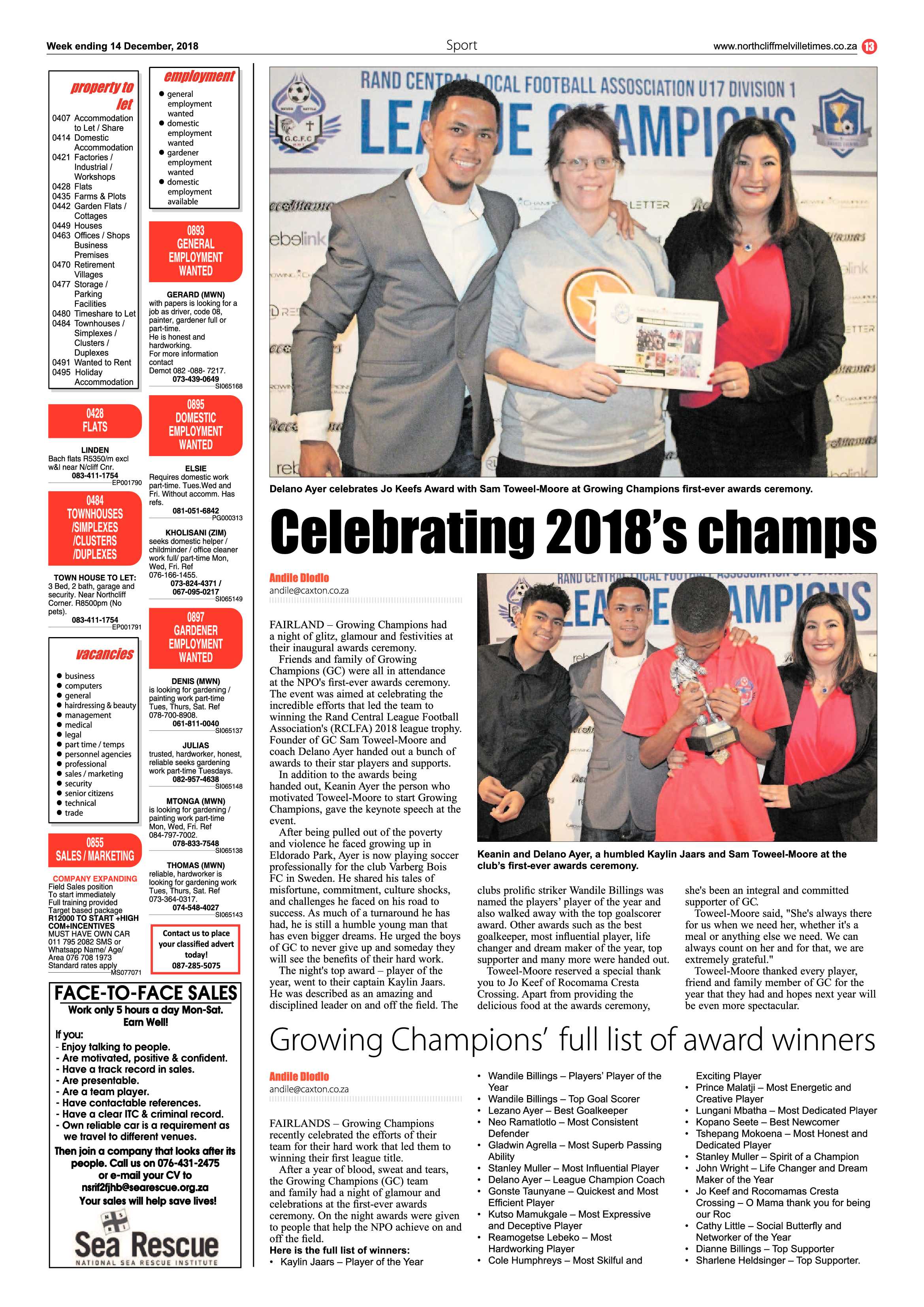 Northcliff Melville Times 14 December 2018 page 13