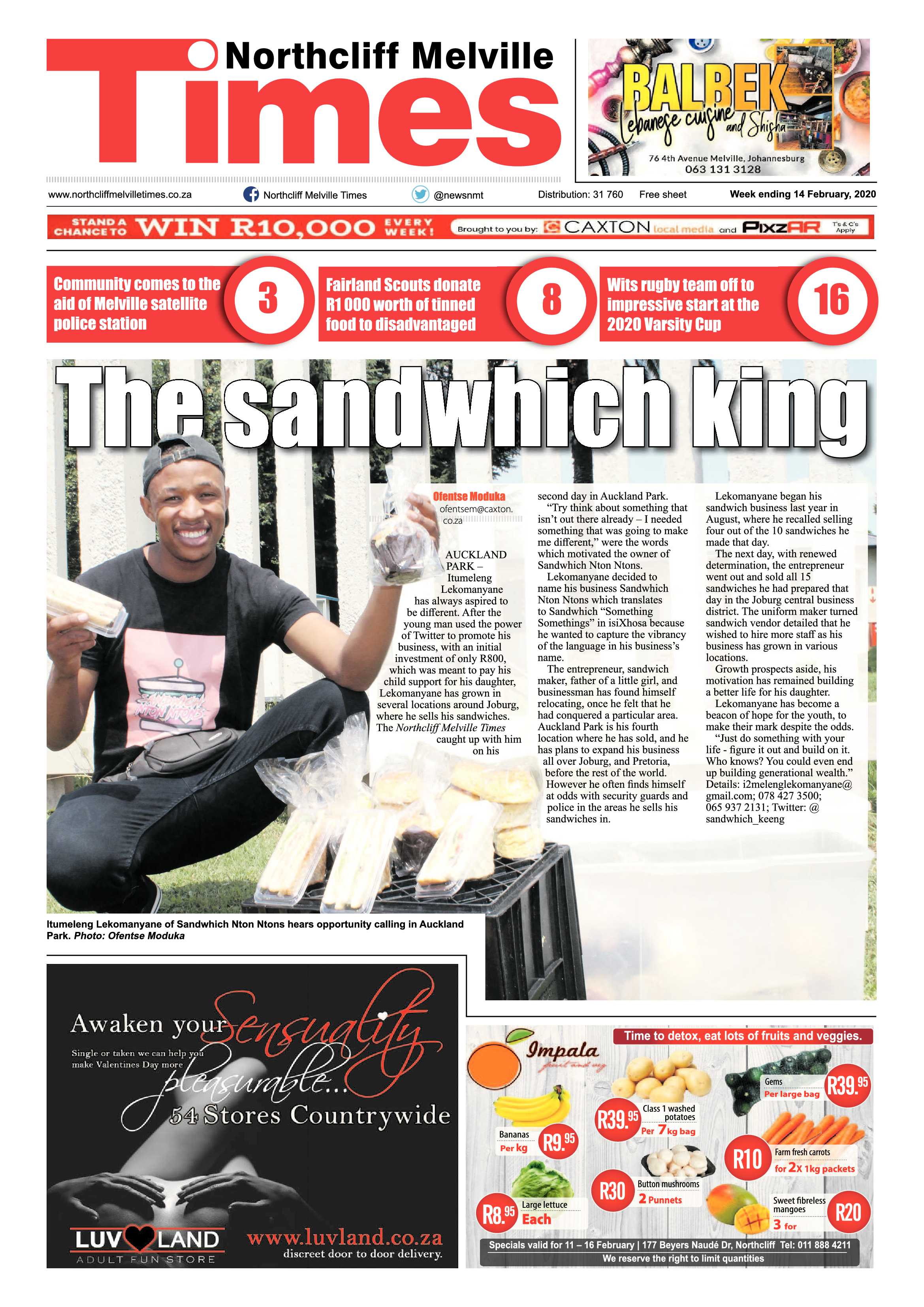 Northcliff Melville Times 14 February 2020 page 1