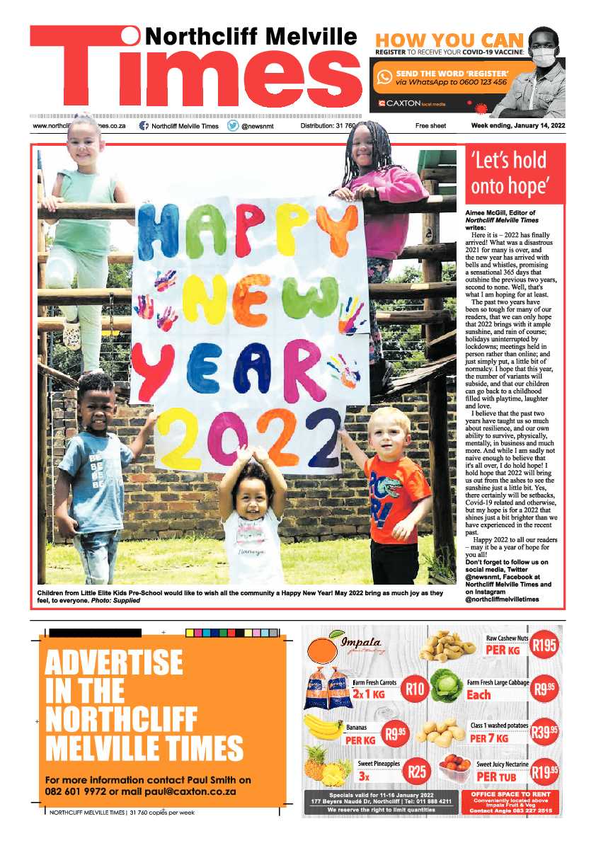 Northcliff Melville Times 14 January 2022 page 1