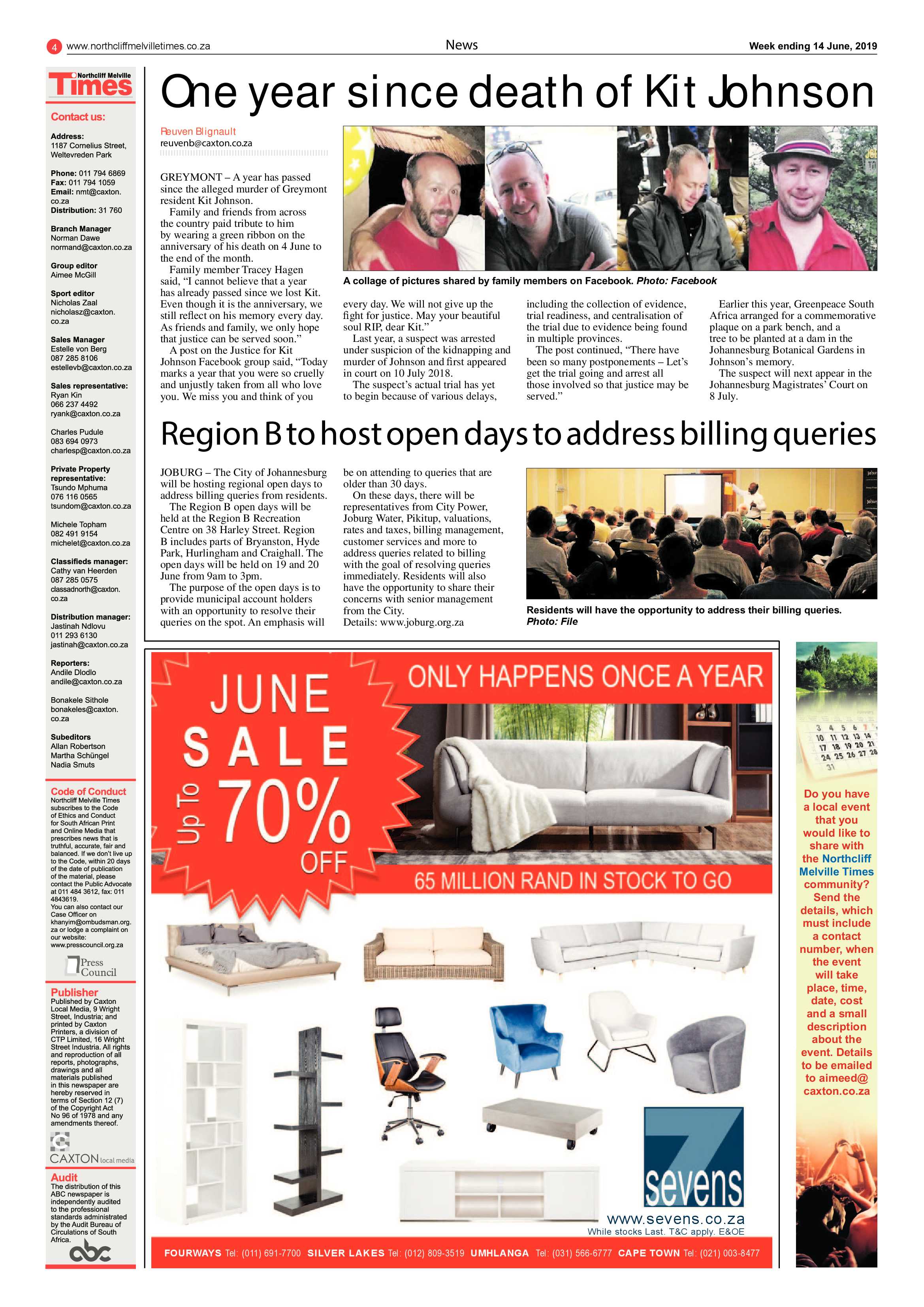 Northcliff Melville Times 14 June, 2019 page 4