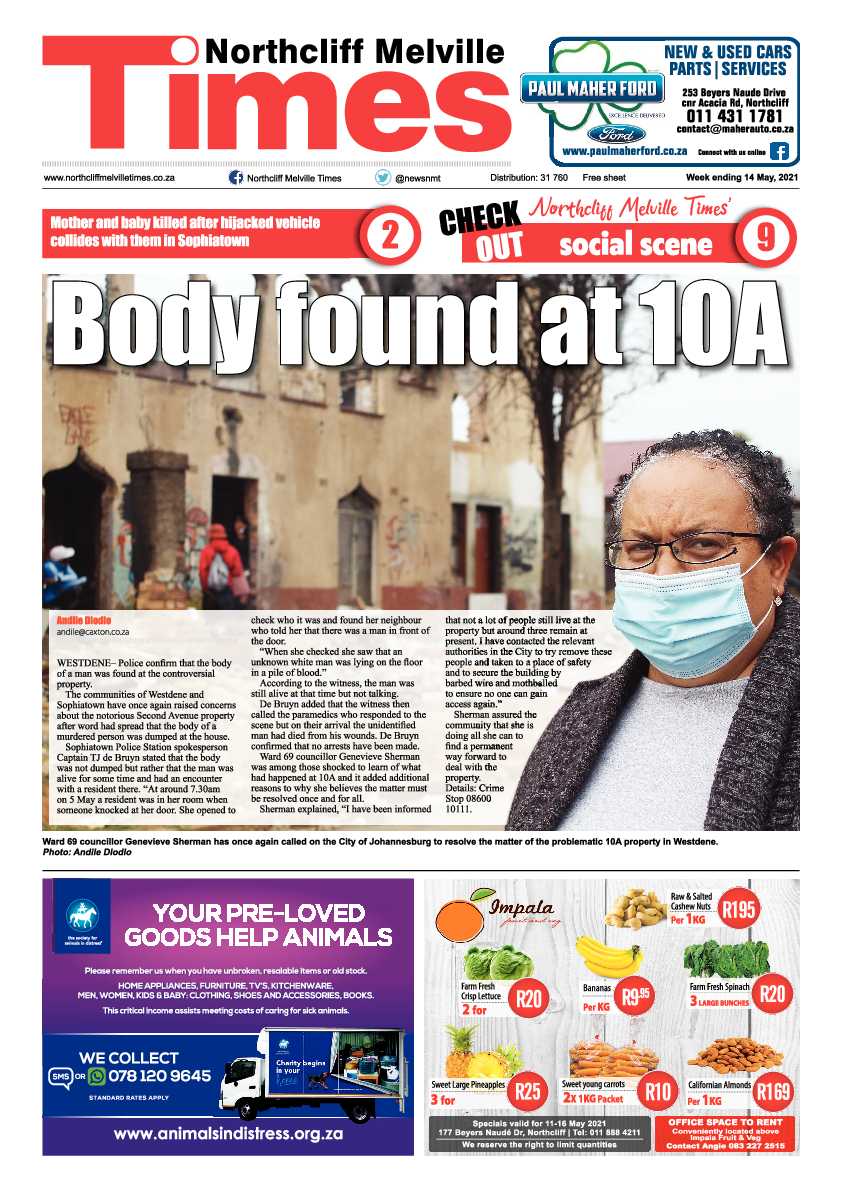 Northcliff Melville Times 14 May 2021 page 1
