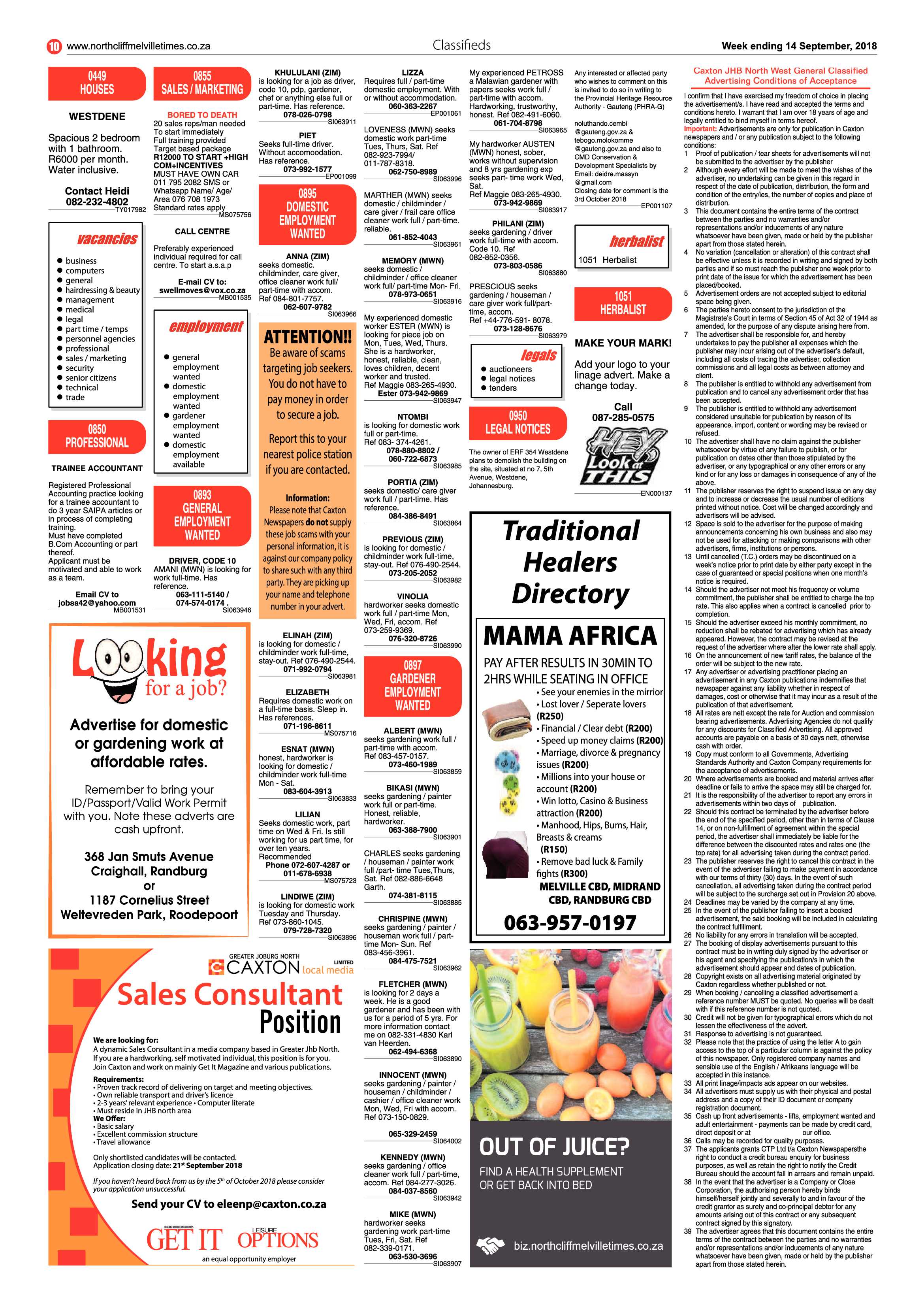 Northcliff Melville Times 14 September 2018 page 10