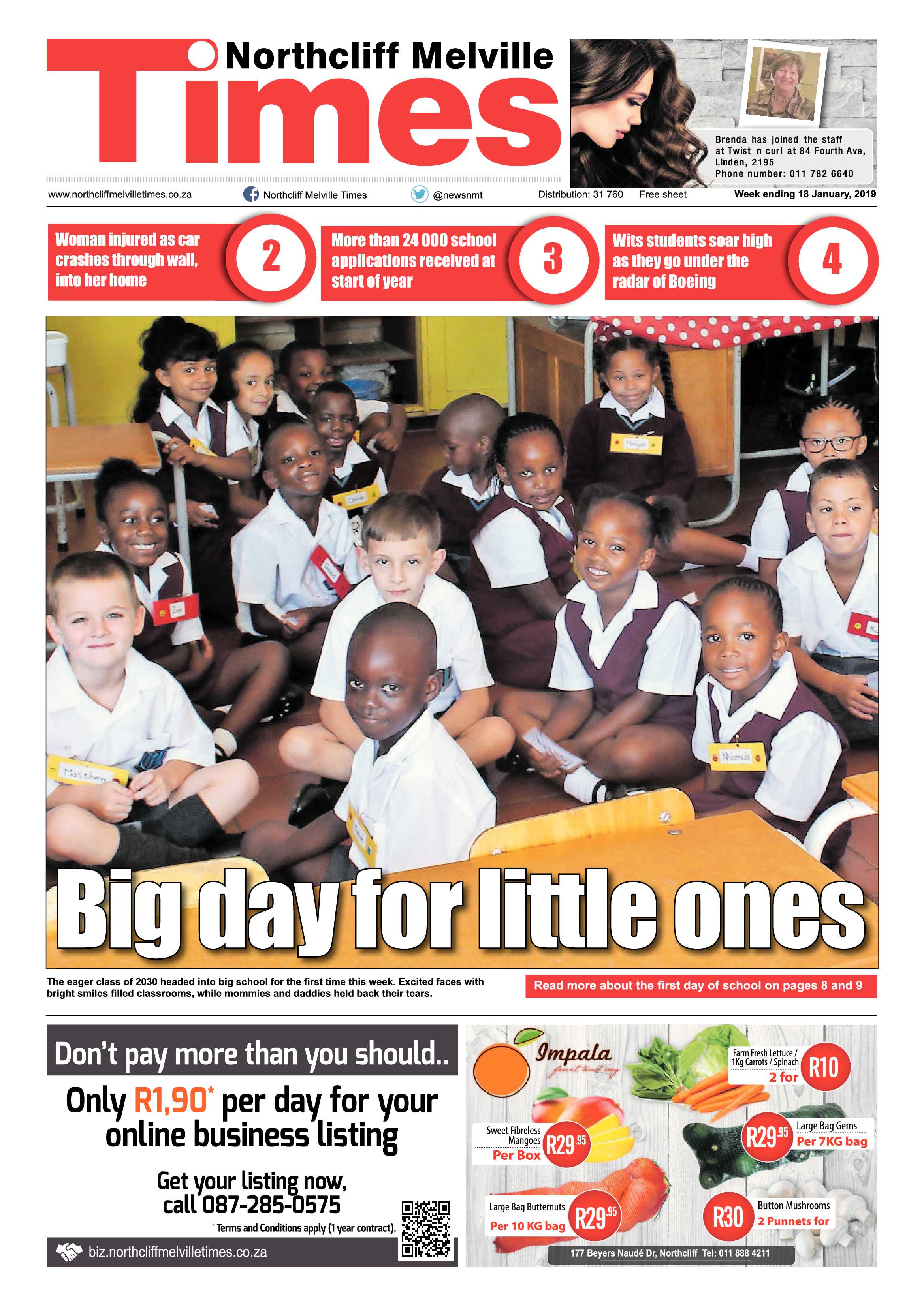 Northcliff Melville Times 15 January 2019 page 1