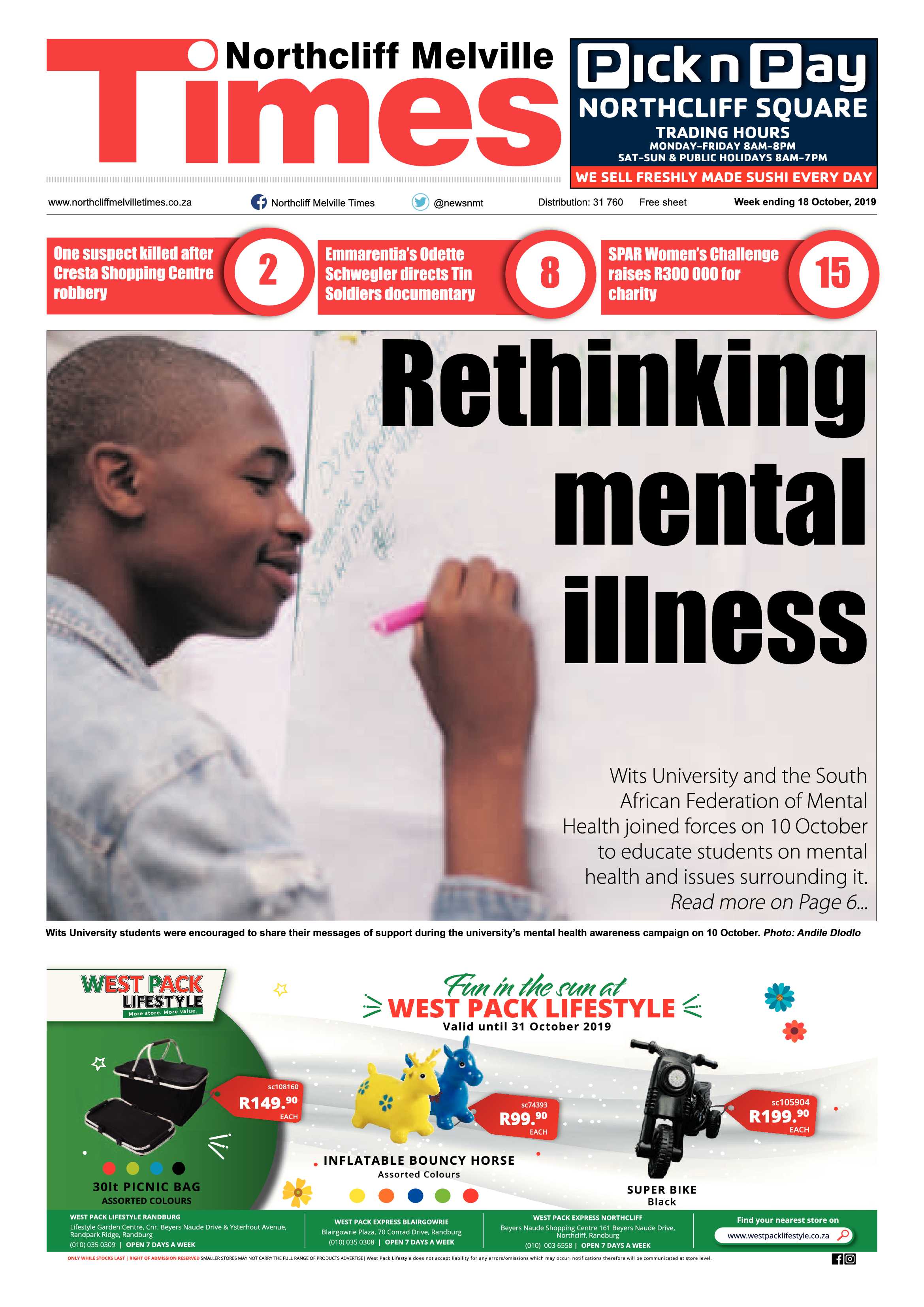 Northcliff Melville Times 15 October, 2019 page 1