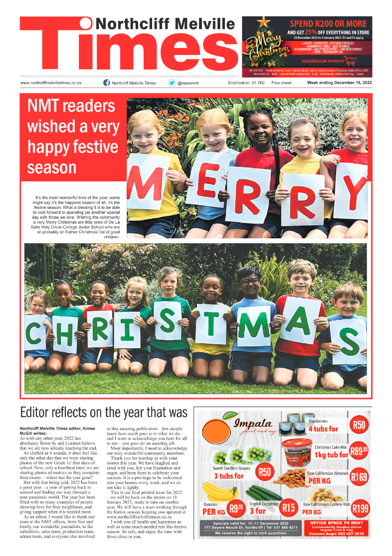Northcliff Melville Times 16 Dec 2022 page 1