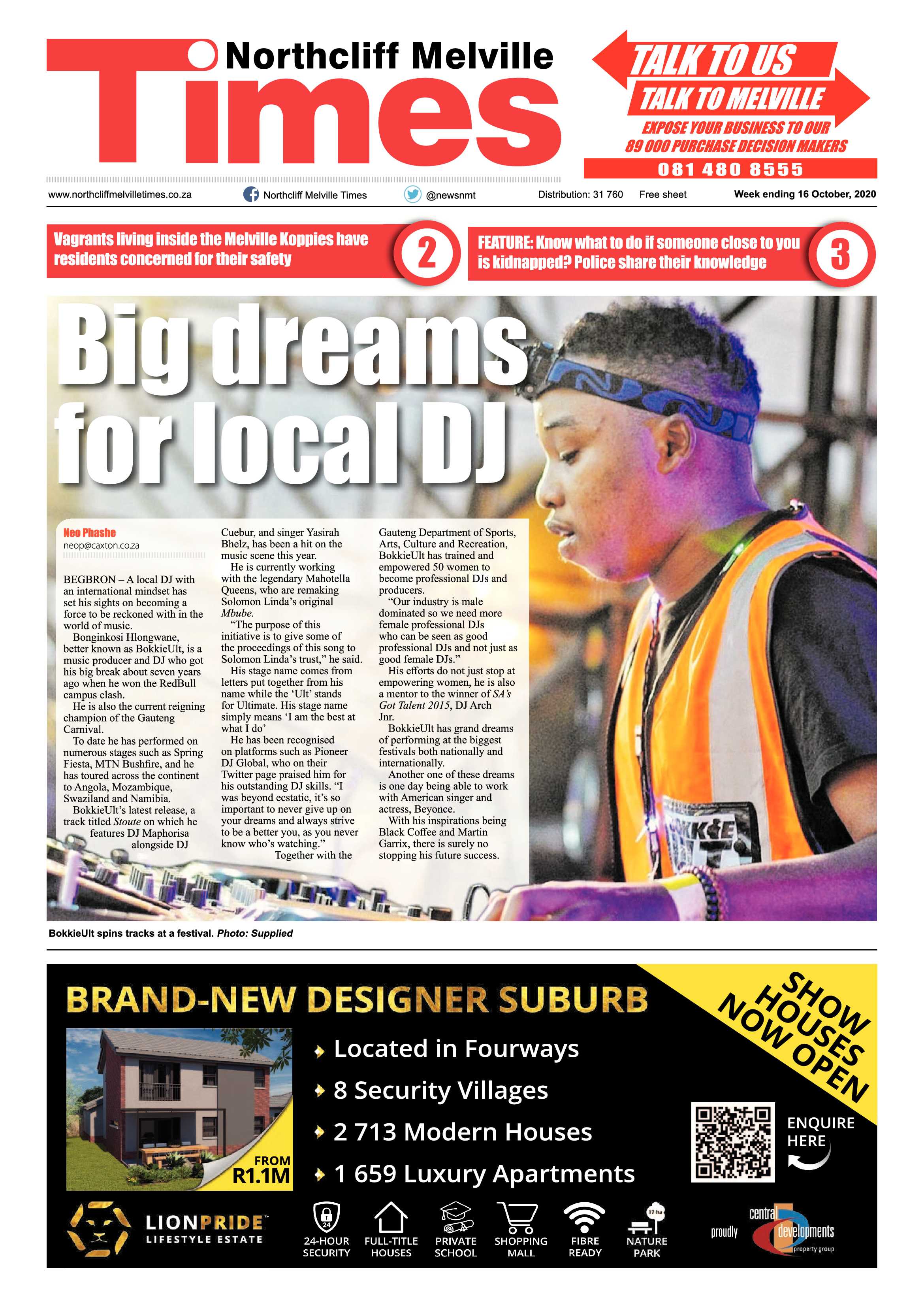 Northcliff Melville Times 16 October 2020 page 1