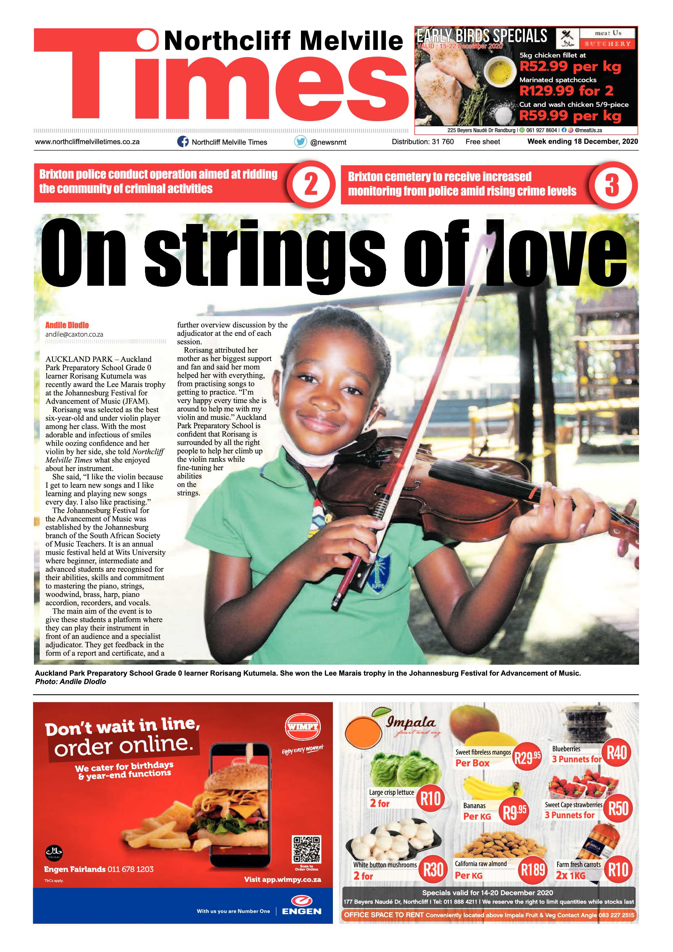 Northcliff Melville Times 18 December 2020 page 1