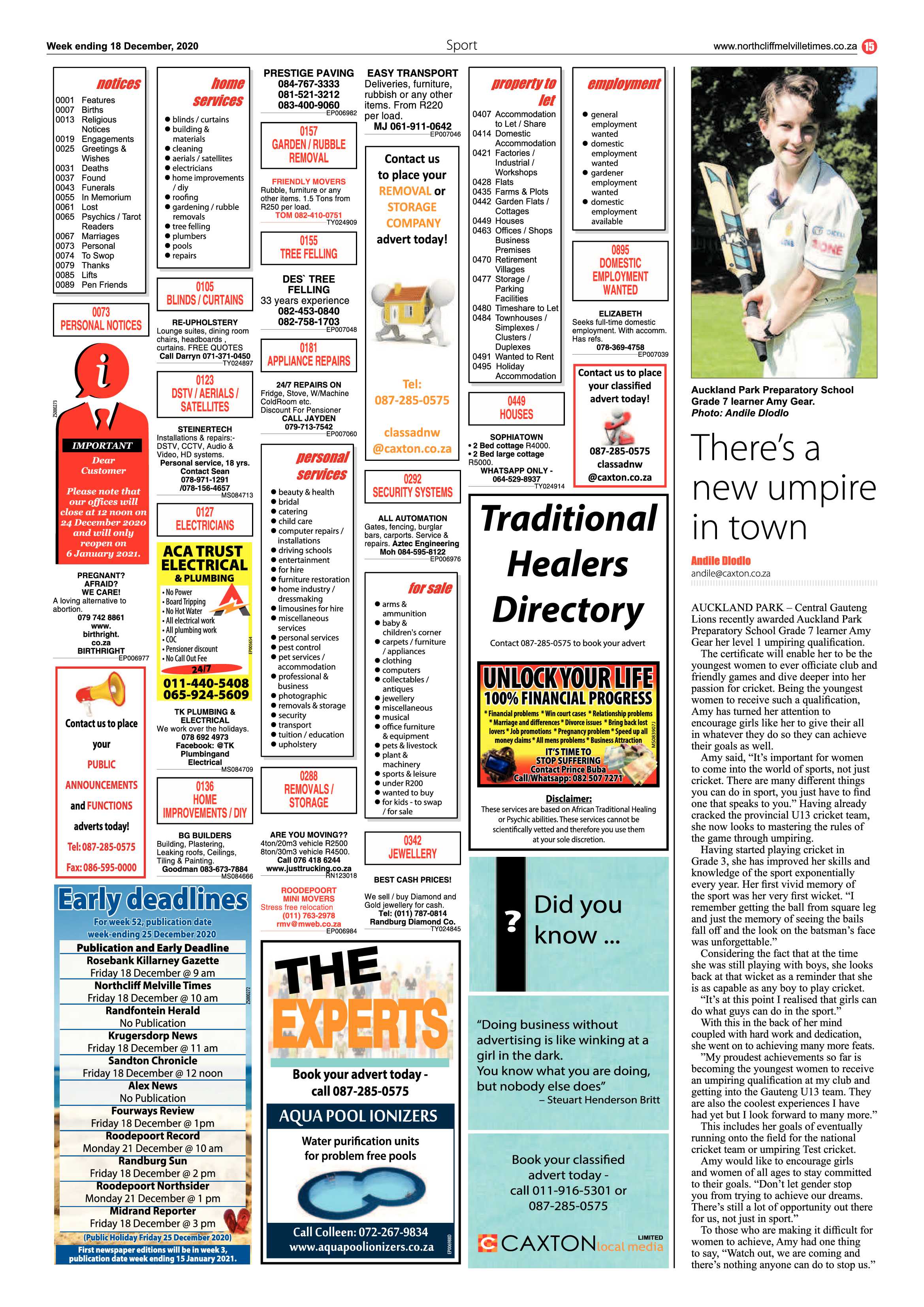 Northcliff Melville Times 18 December 2020 page 15