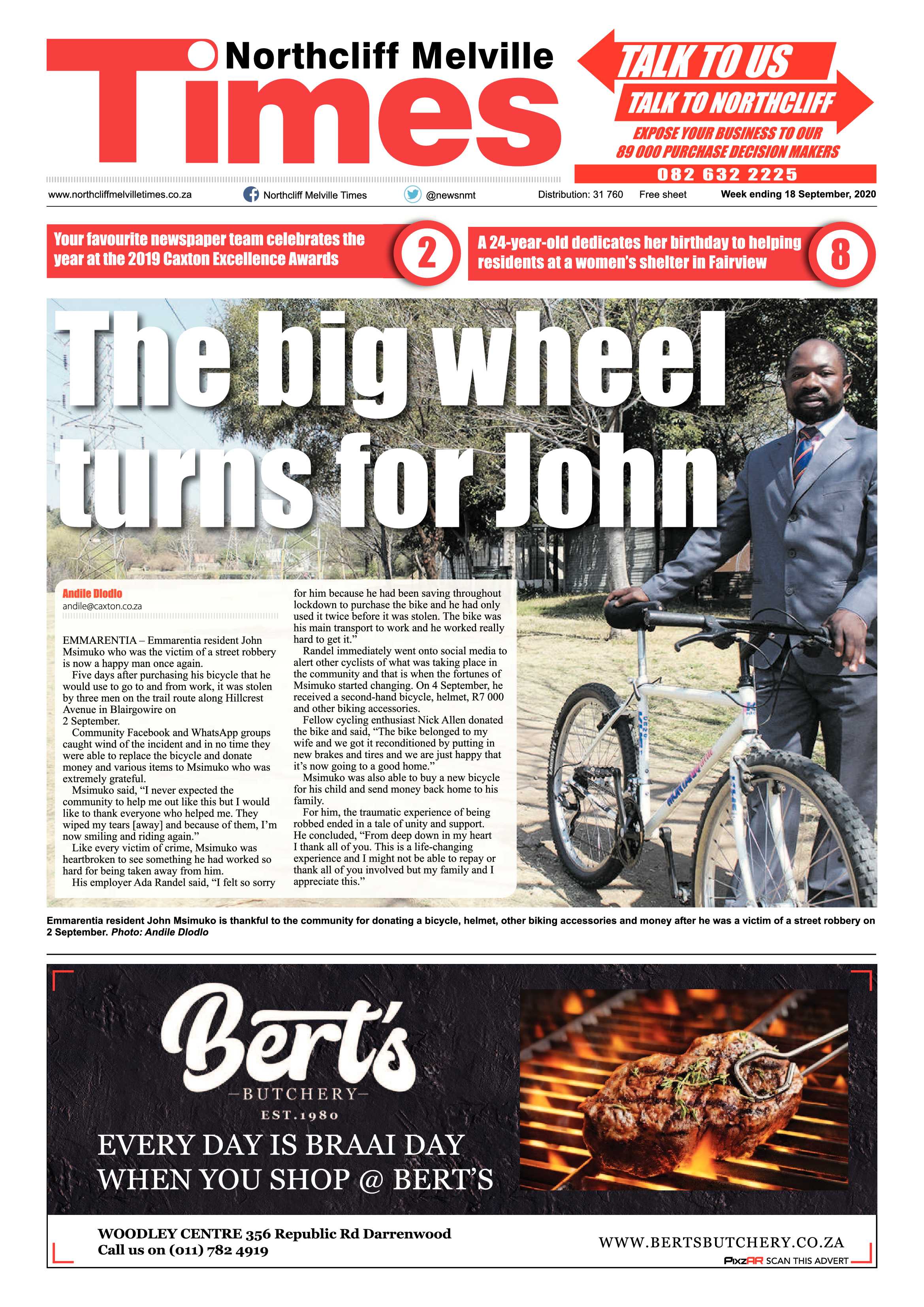 Northcliff Melville Times 18 September 2020 page 1