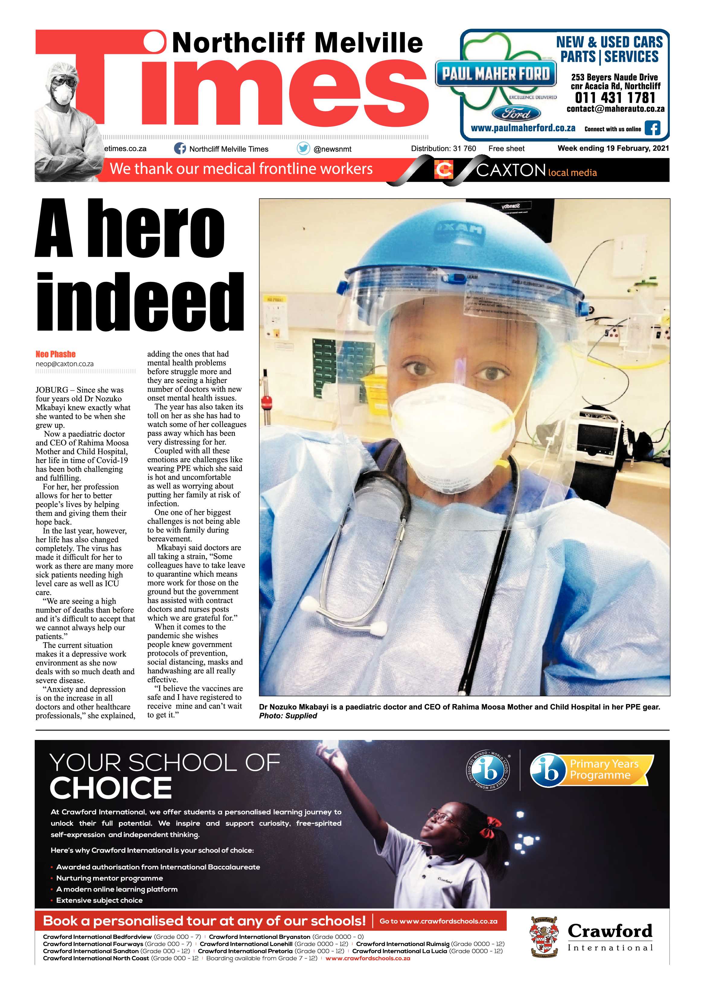 Northcliff Melville Times 19 February 2021 page 1