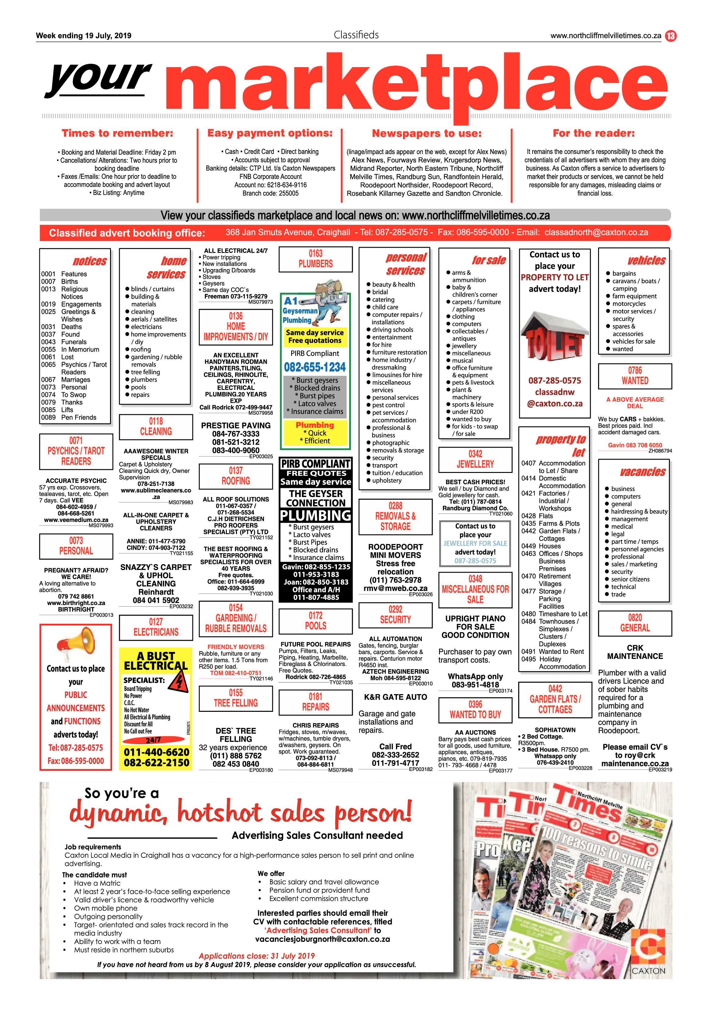 Northcliff Melville Times 19 July, 2019 page 13