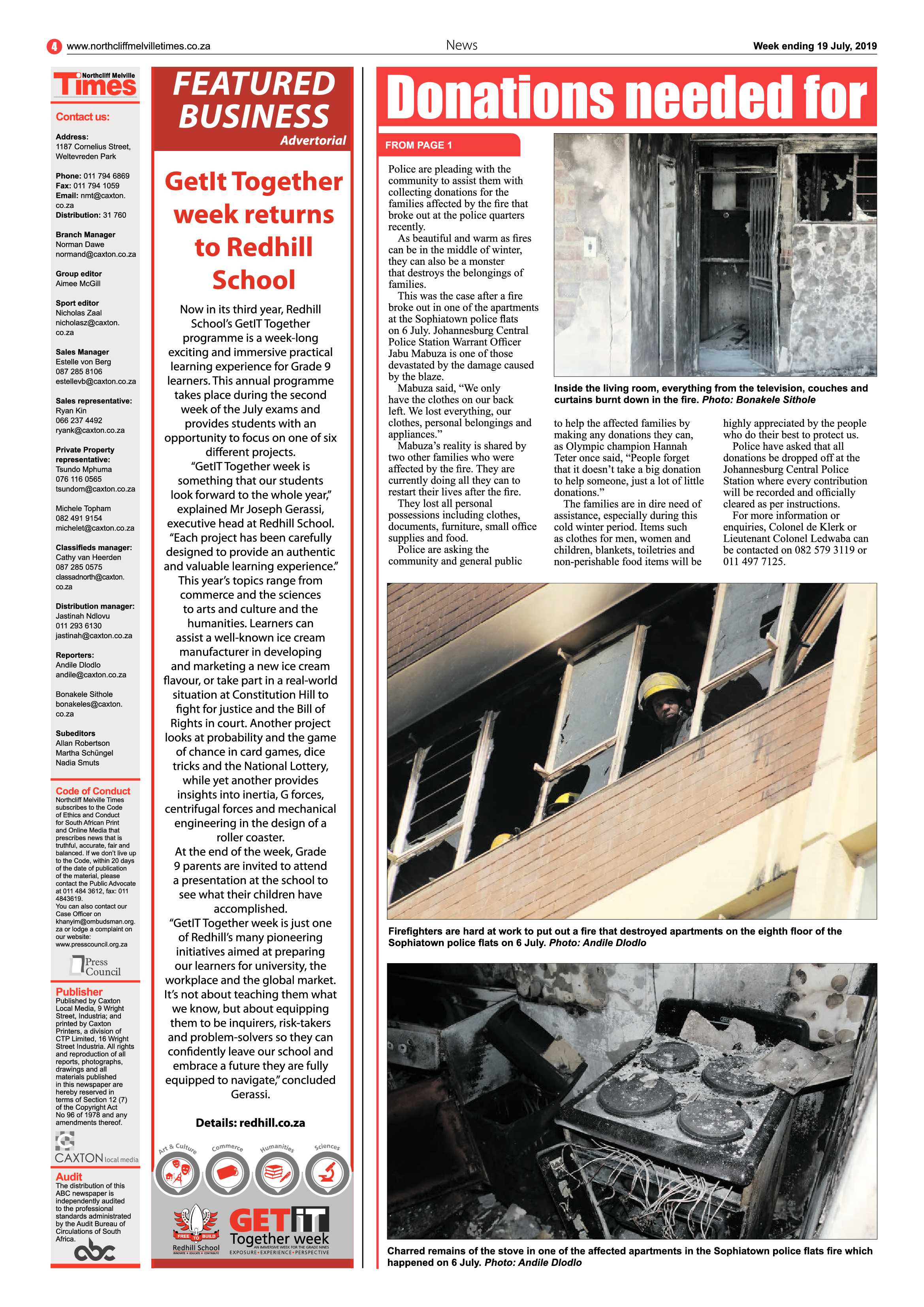 Northcliff Melville Times 19 July, 2019 page 4